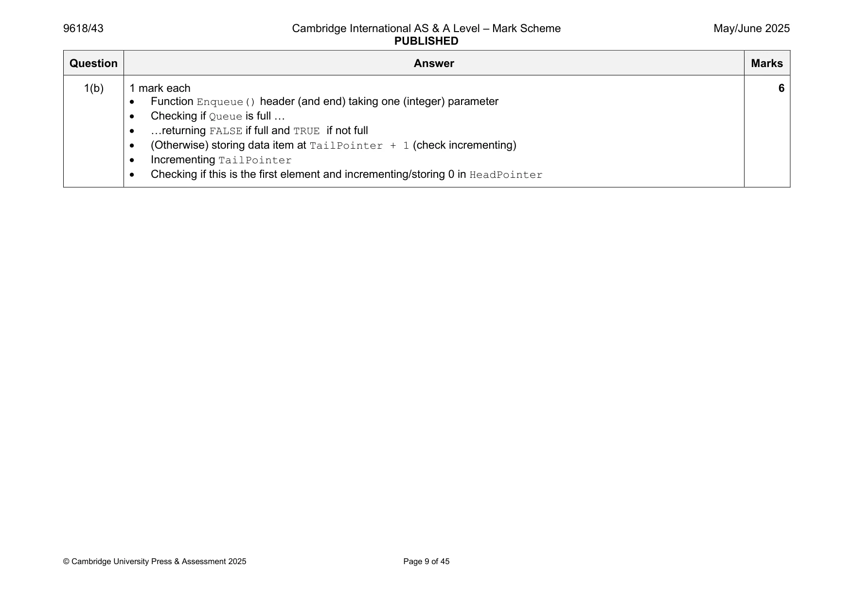 Mark scheme, page 9 of 45