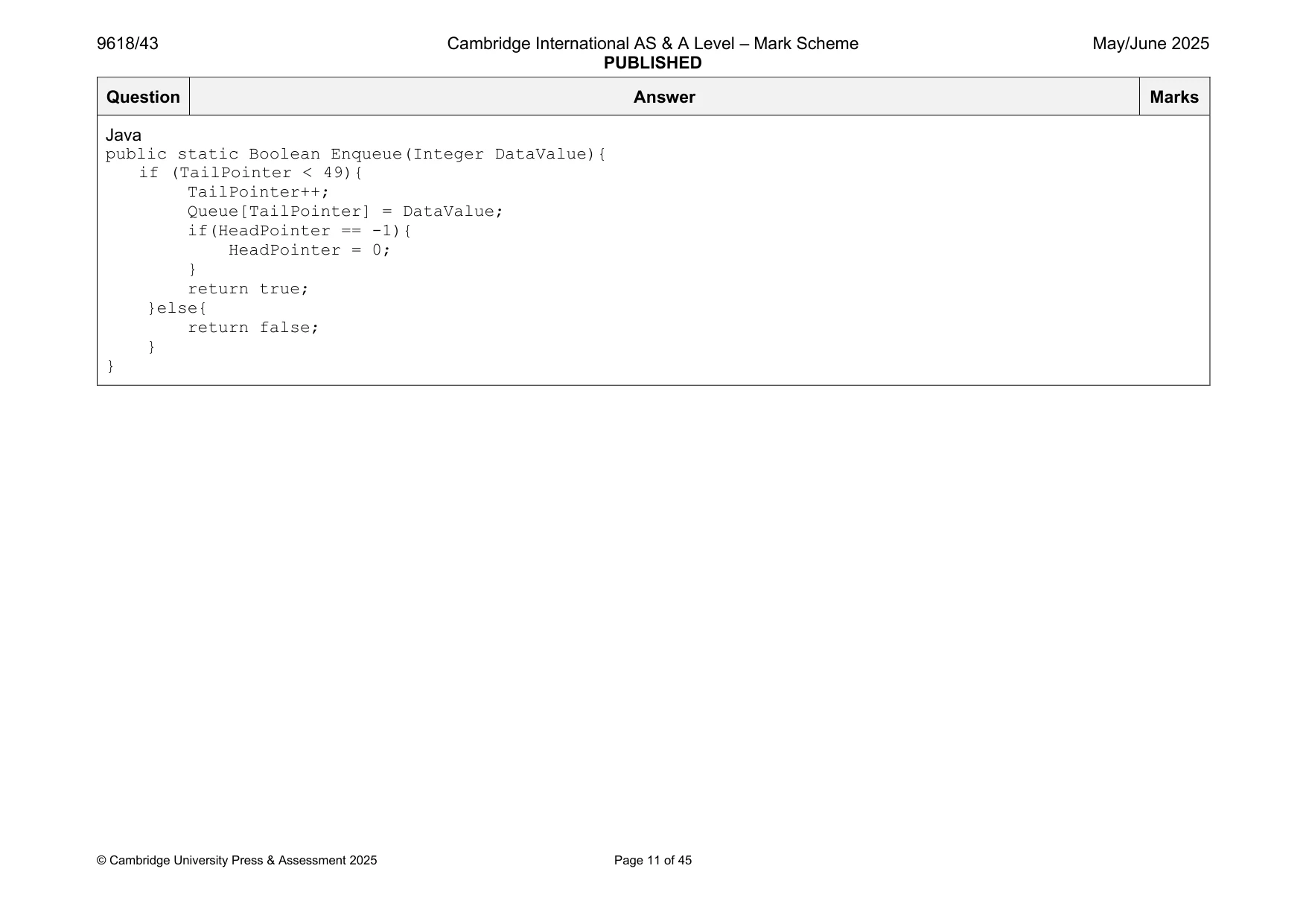 Mark scheme, page 11 of 45