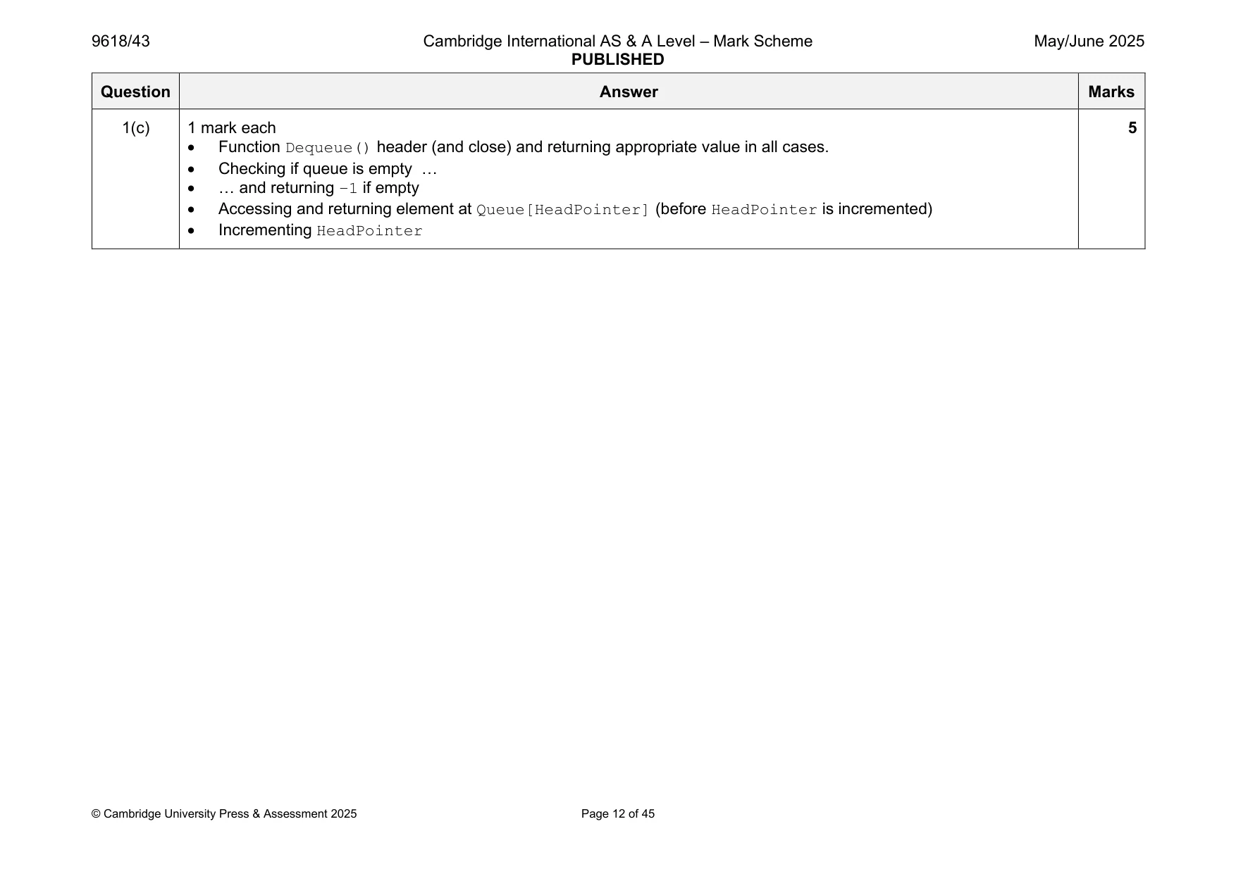 Mark scheme, page 12 of 45