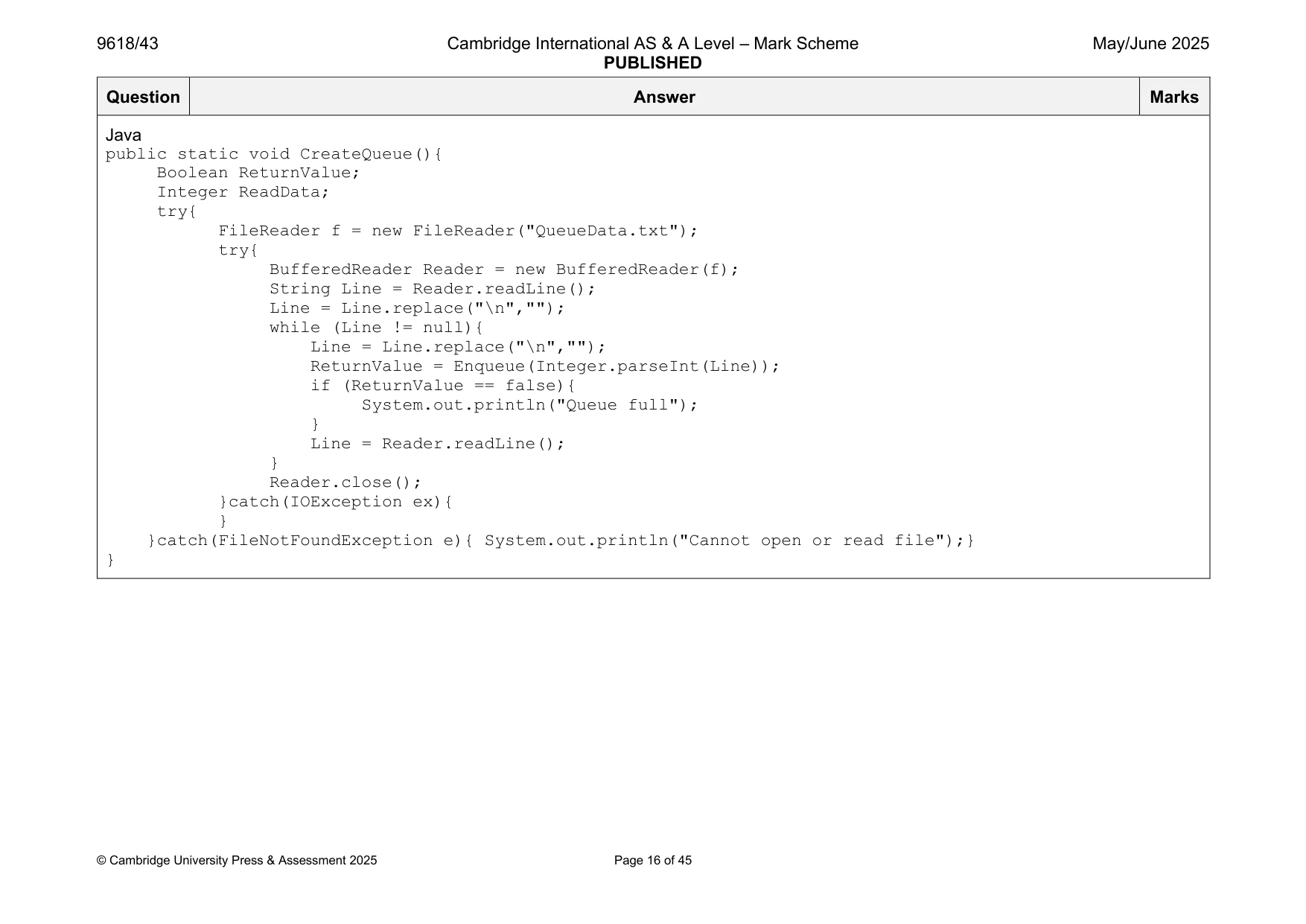 Mark scheme, page 16 of 45