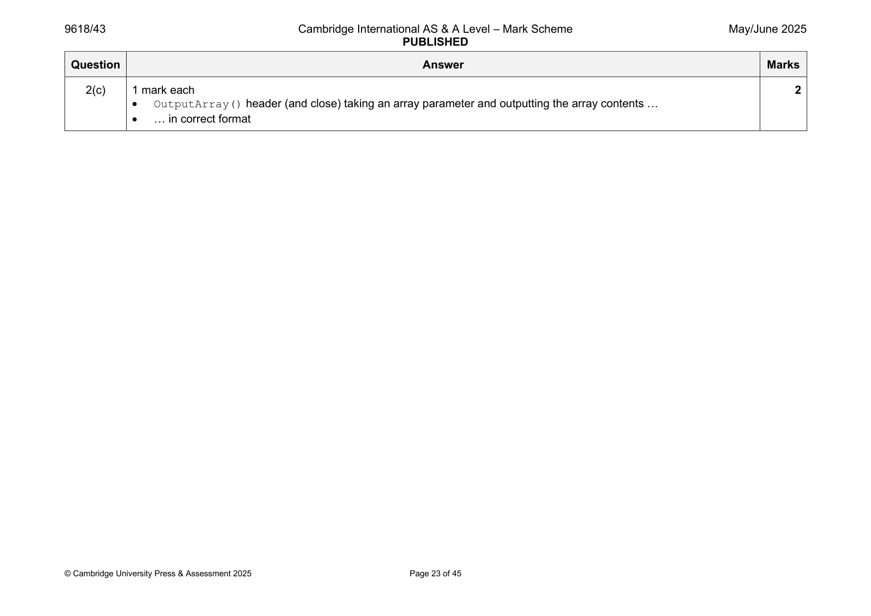 Mark scheme, page 23 of 45