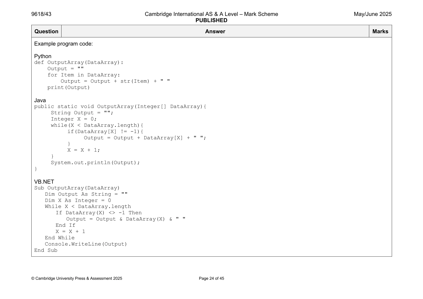 Mark scheme, page 24 of 45