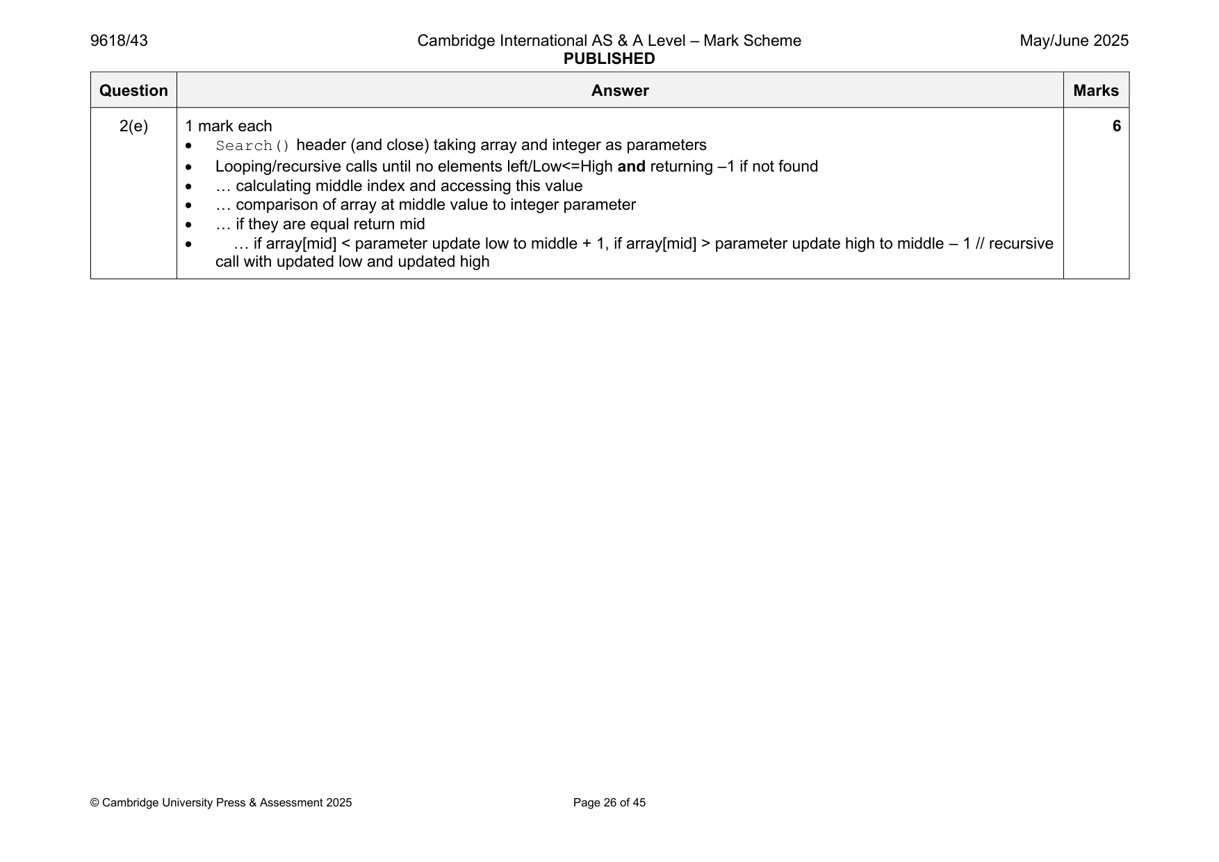 Mark scheme, page 26 of 45