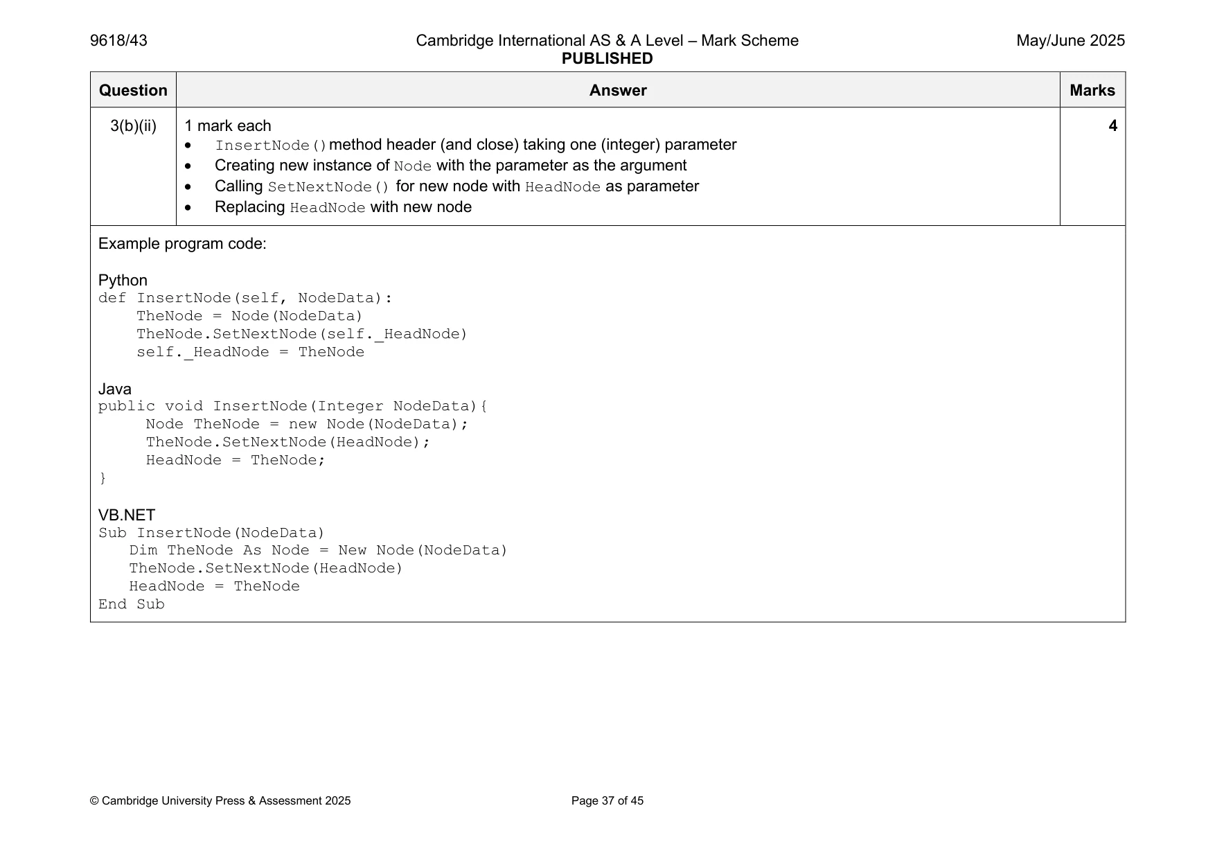Mark scheme, page 37 of 45