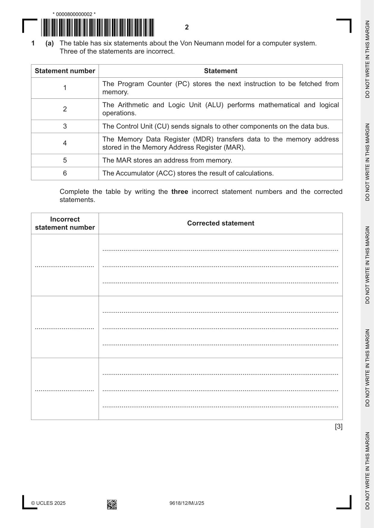 Cambridge A Level Computer Science 9618 2025 May/June Paper 1 · Variant 2 question paper, page 2 of 16