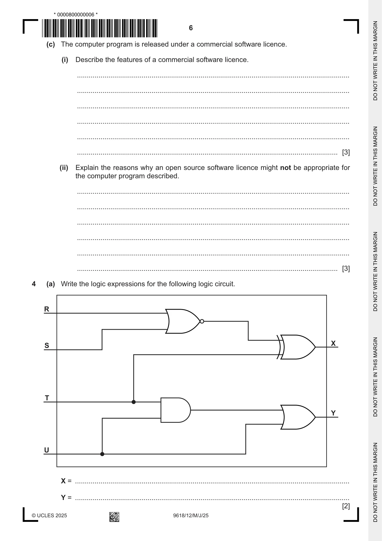 Cambridge A Level Computer Science 9618 2025 May/June Paper 1 · Variant 2 question paper, page 6 of 16