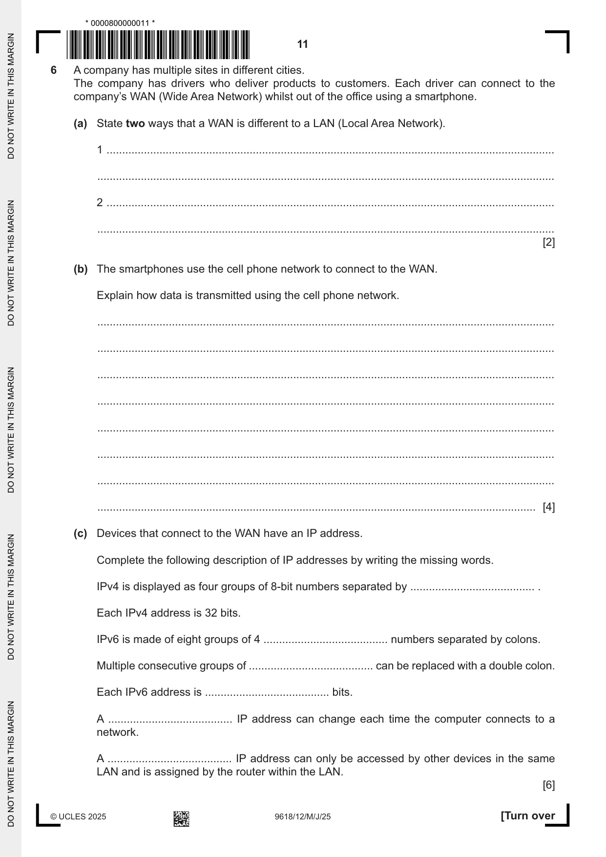 Cambridge A Level Computer Science 9618 2025 May/June Paper 1 · Variant 2 question paper, page 11 of 16