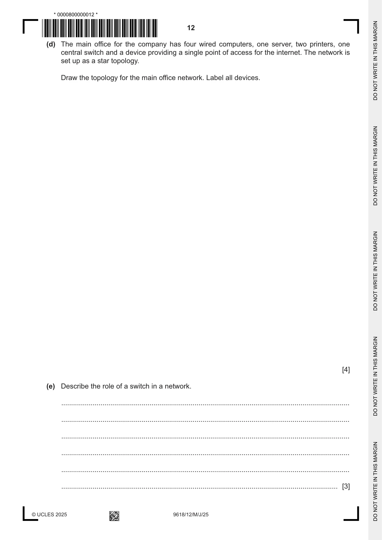 Cambridge A Level Computer Science 9618 2025 May/June Paper 1 · Variant 2 question paper, page 12 of 16