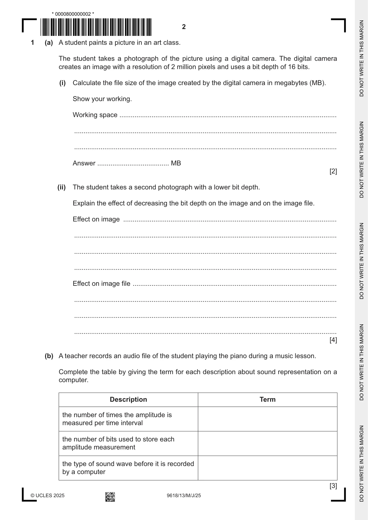 Cambridge A Level Computer Science 9618 2025 May/June Paper 1 · Variant 3 question paper, page 2 of 20