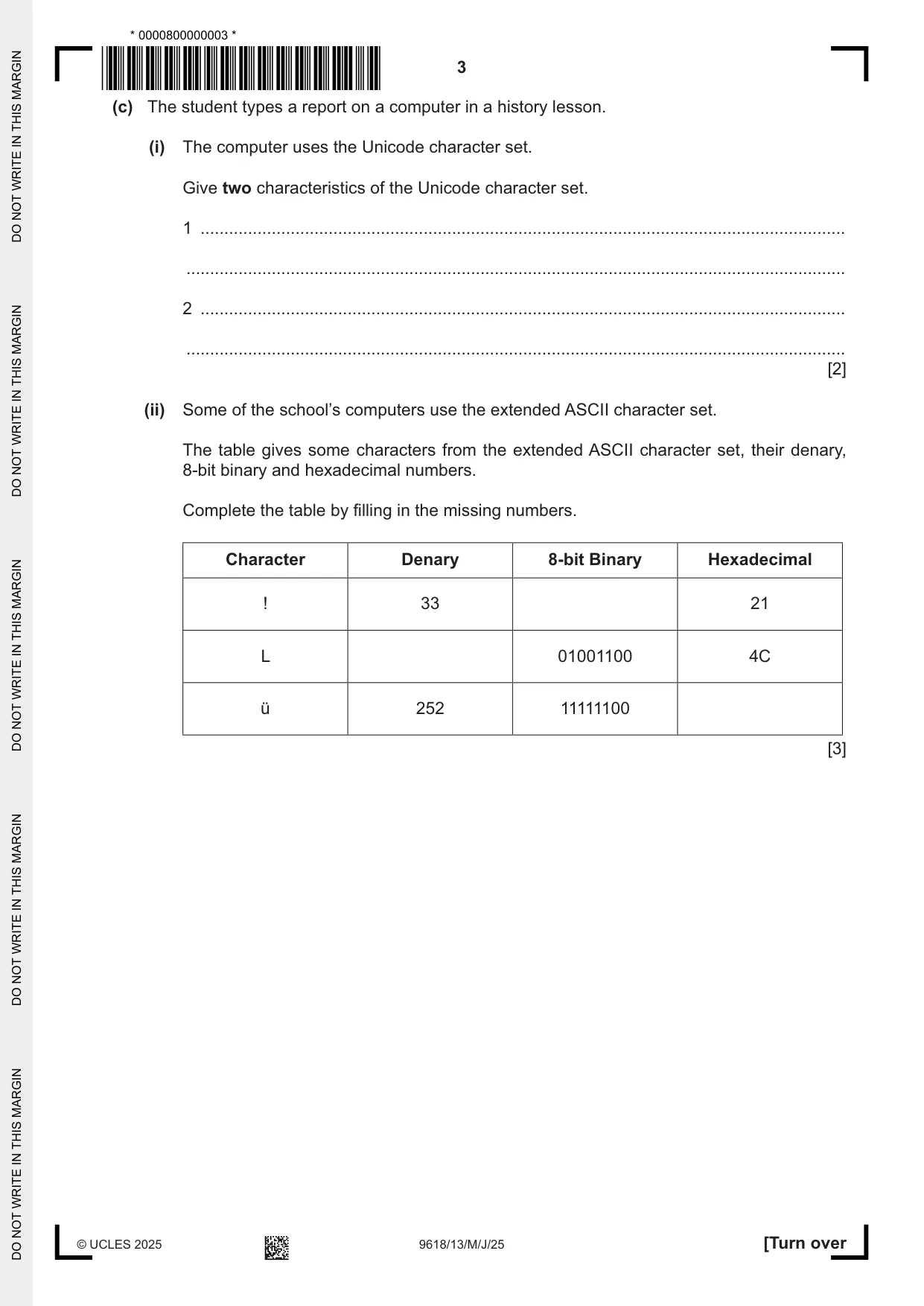 Cambridge A Level Computer Science 9618 2025 May/June Paper 1 · Variant 3 question paper, page 3 of 20