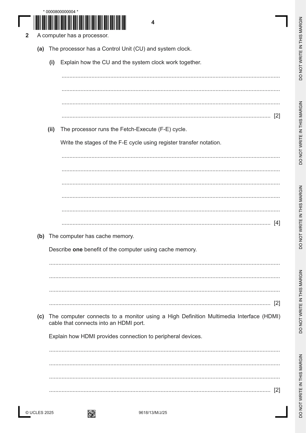 Cambridge A Level Computer Science 9618 2025 May/June Paper 1 · Variant 3 question paper, page 4 of 20