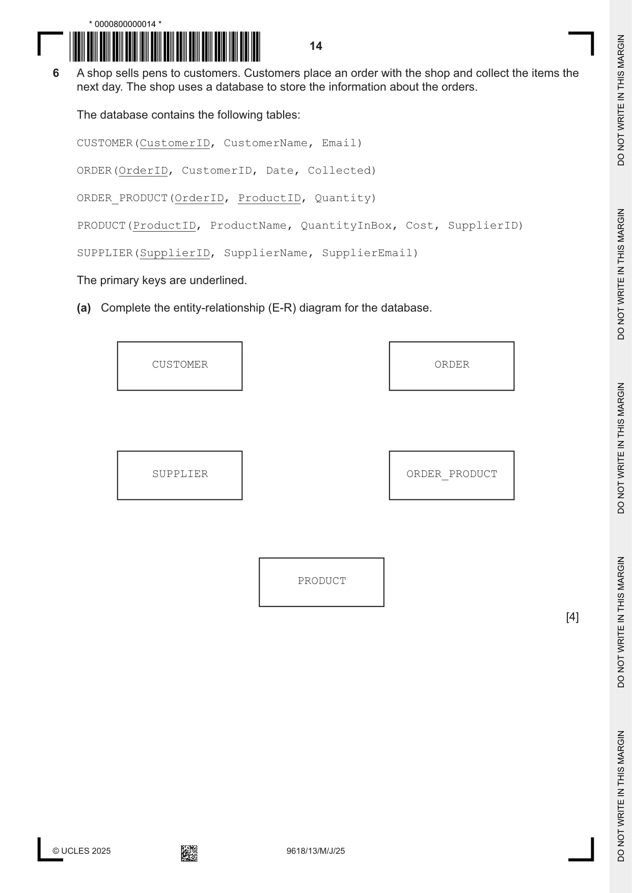 Cambridge A Level Computer Science 9618 2025 May/June Paper 1 · Variant 3 question paper, page 14 of 20
