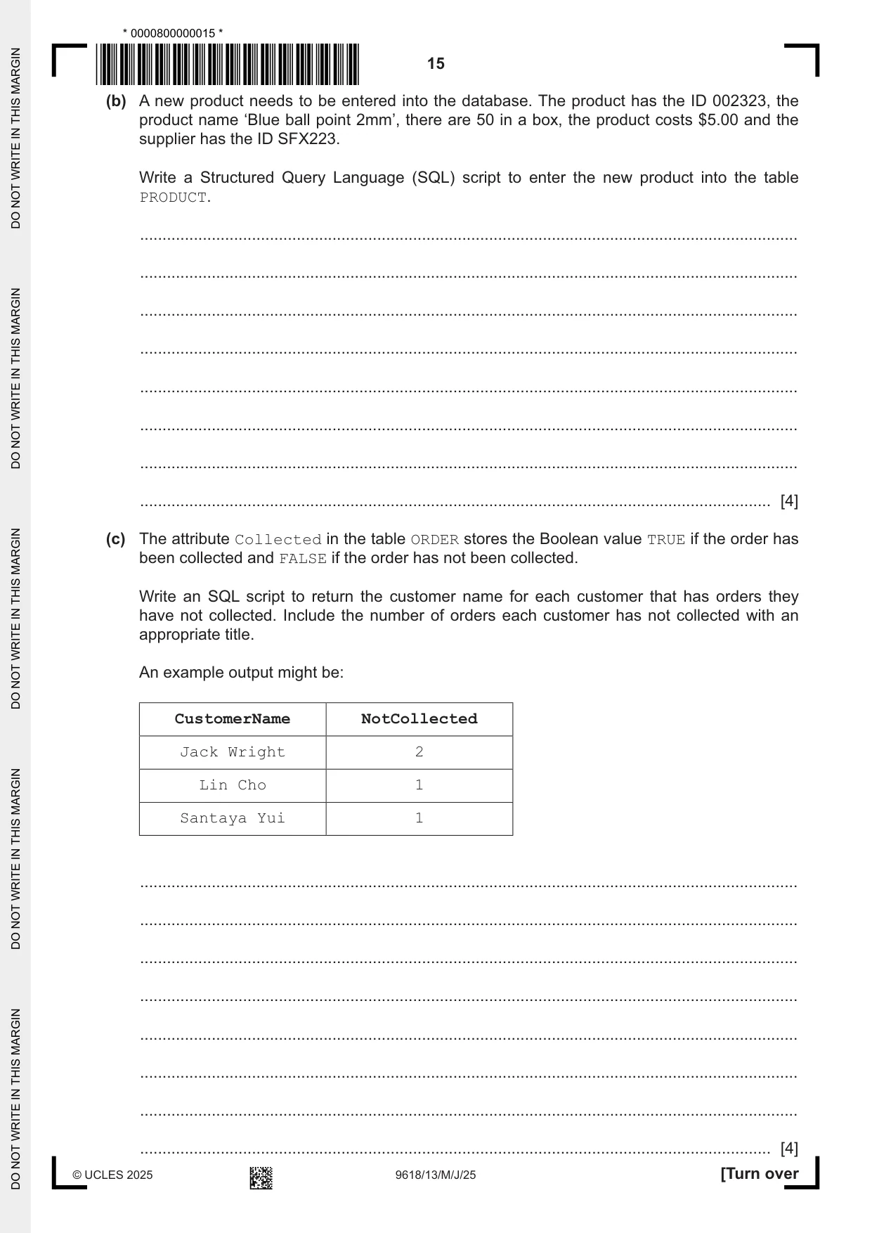 Cambridge A Level Computer Science 9618 2025 May/June Paper 1 · Variant 3 question paper, page 15 of 20