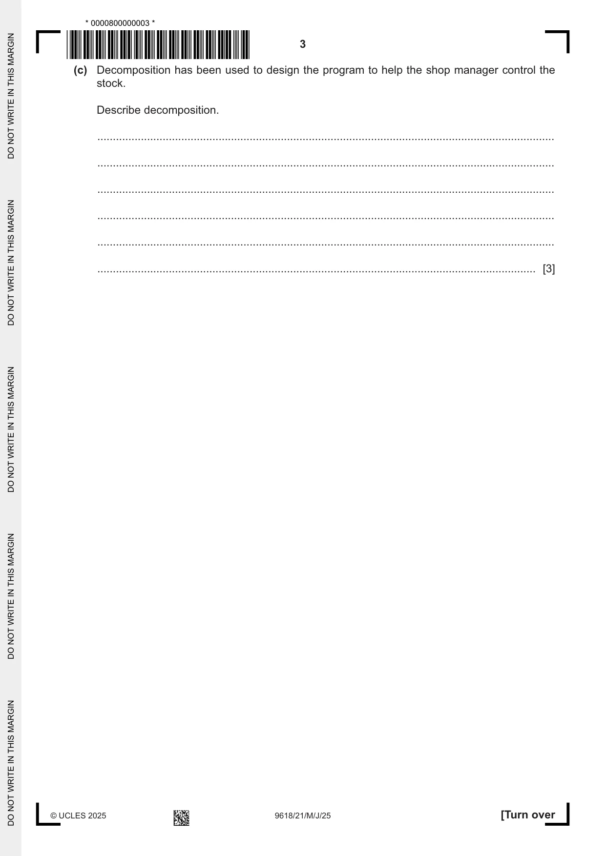 Cambridge A Level Computer Science 9618 2025 May/June Paper 2 · Variant 1 question paper, page 3 of 20