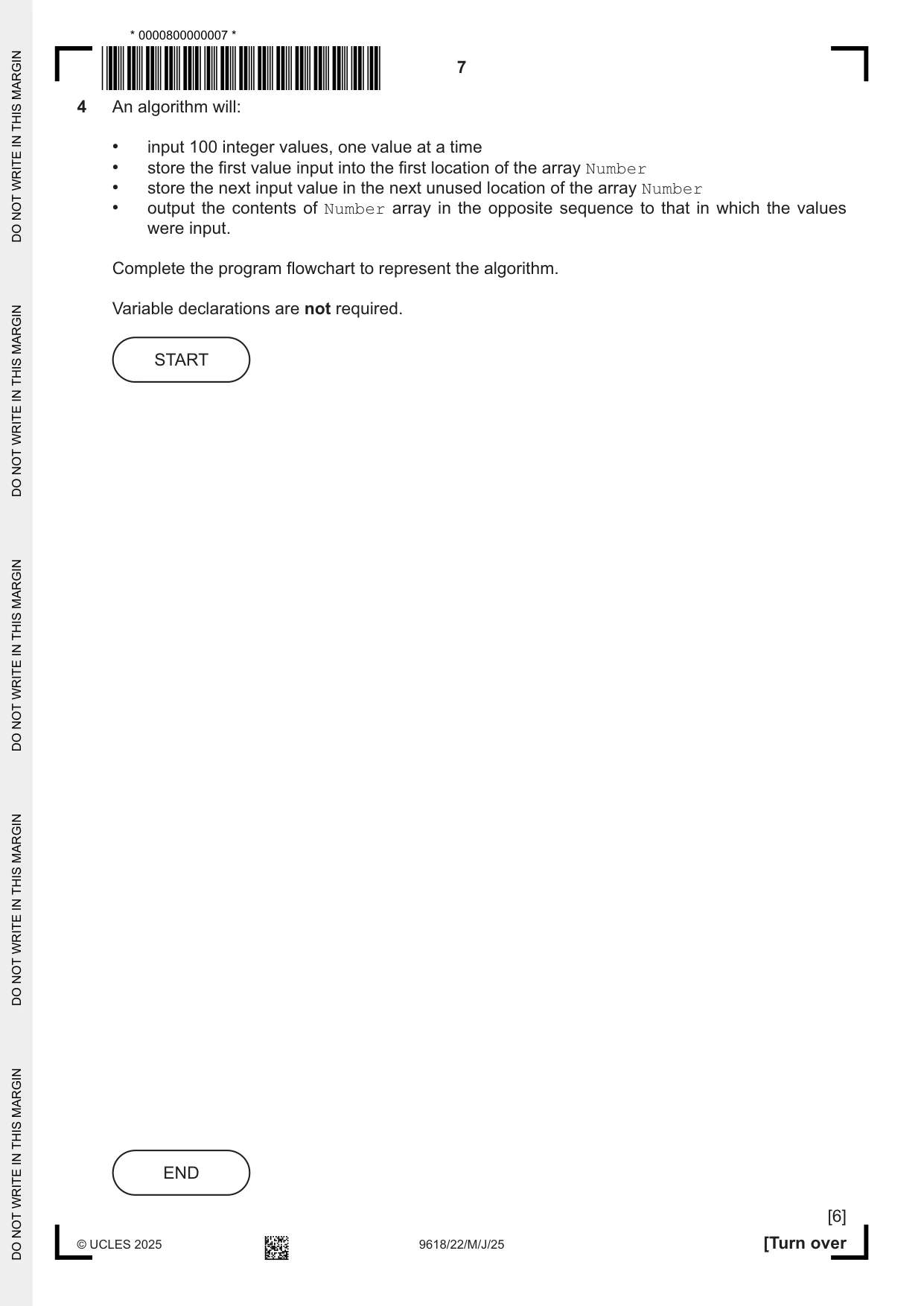 Cambridge A Level Computer Science 9618 2025 May/June Paper 2 · Variant 2 question paper, page 7 of 20