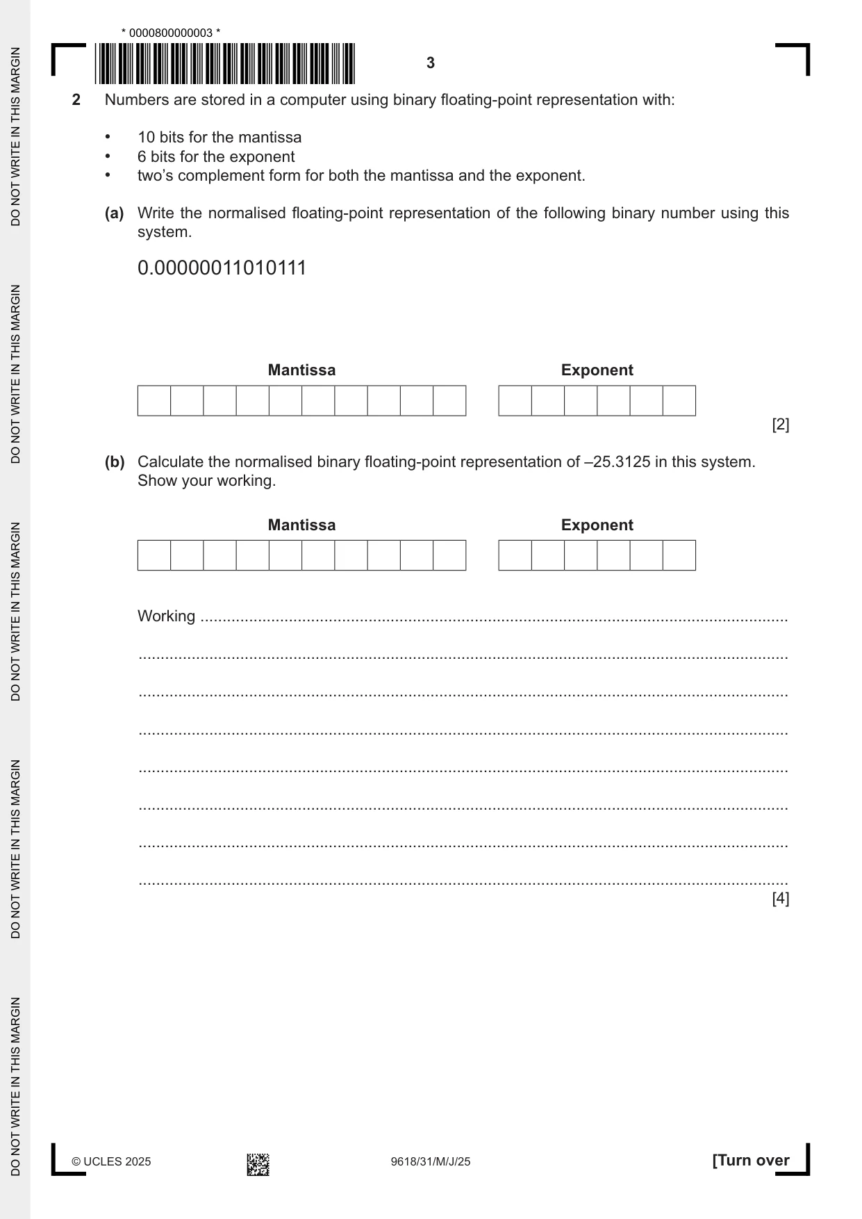 Cambridge A Level Computer Science 9618 2025 May/June Paper 3 · Variant 1 question paper, page 3 of 16