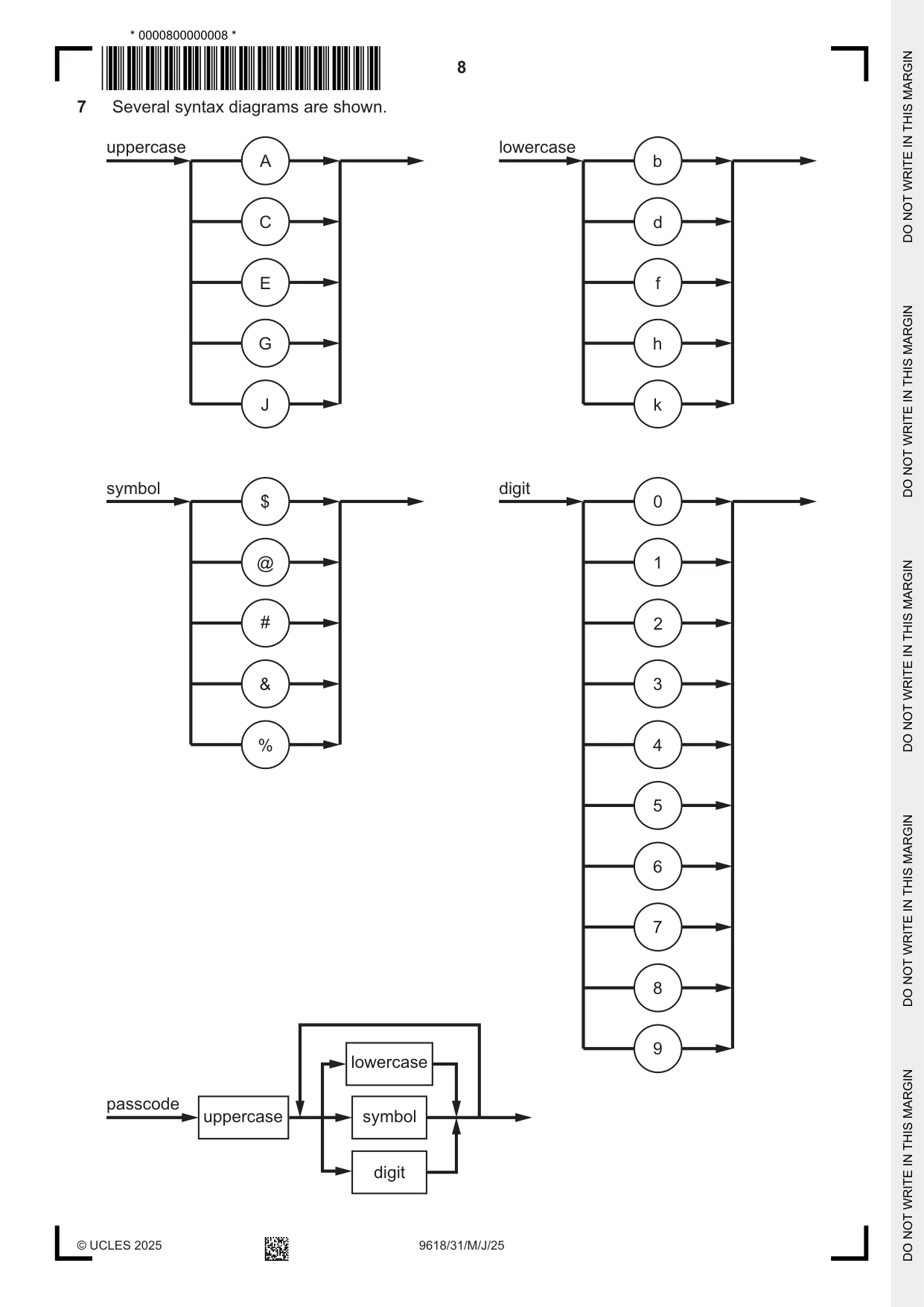 Cambridge A Level Computer Science 9618 2025 May/June Paper 3 · Variant 1 question paper, page 8 of 16