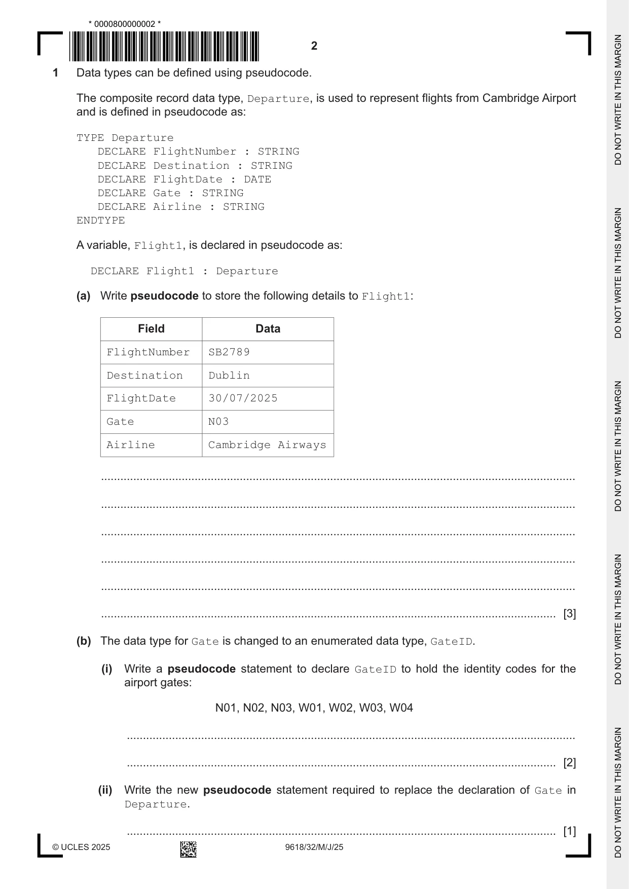 Cambridge A Level Computer Science 9618 2025 May/June Paper 3 · Variant 2 question paper, page 2 of 16