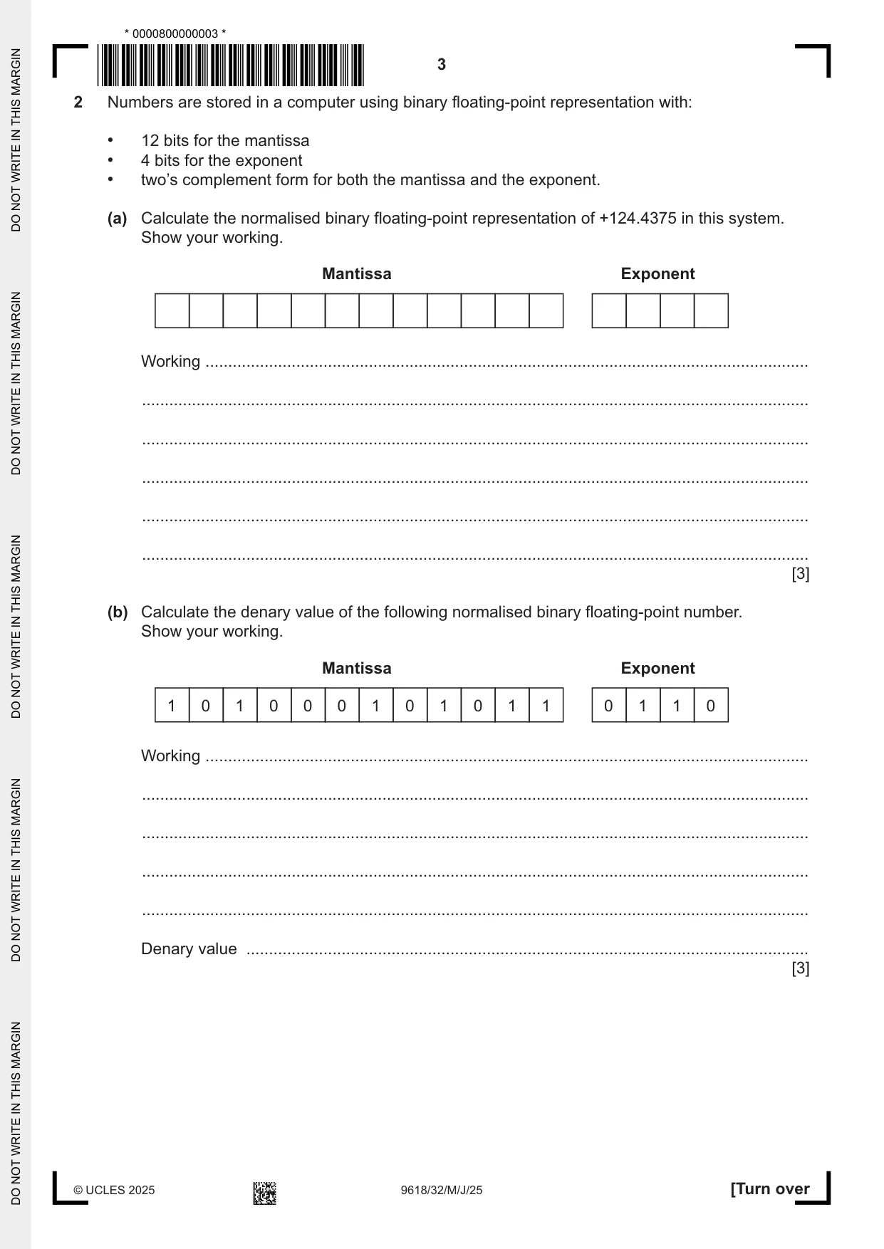 Cambridge A Level Computer Science 9618 2025 May/June Paper 3 · Variant 2 question paper, page 3 of 16