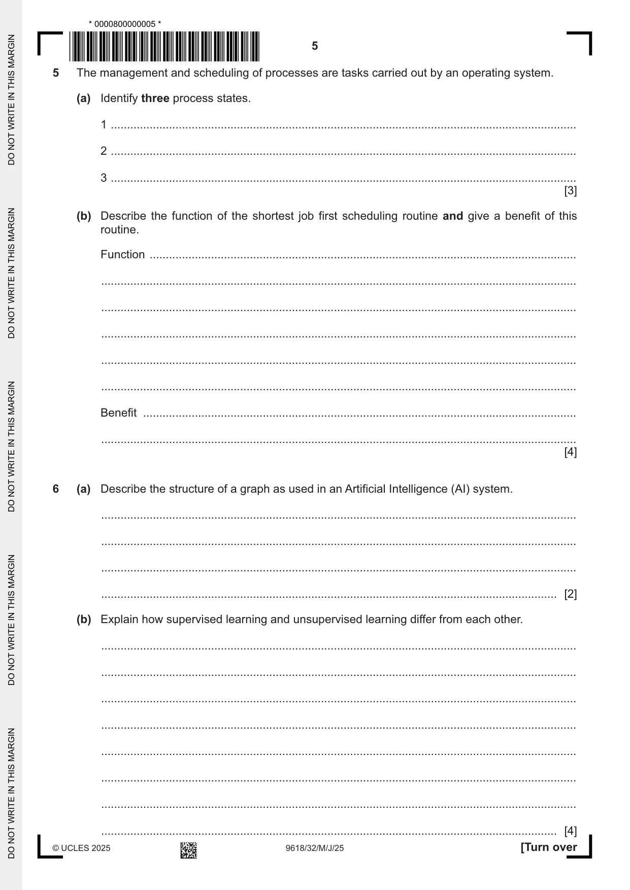 Cambridge A Level Computer Science 9618 2025 May/June Paper 3 · Variant 2 question paper, page 5 of 16