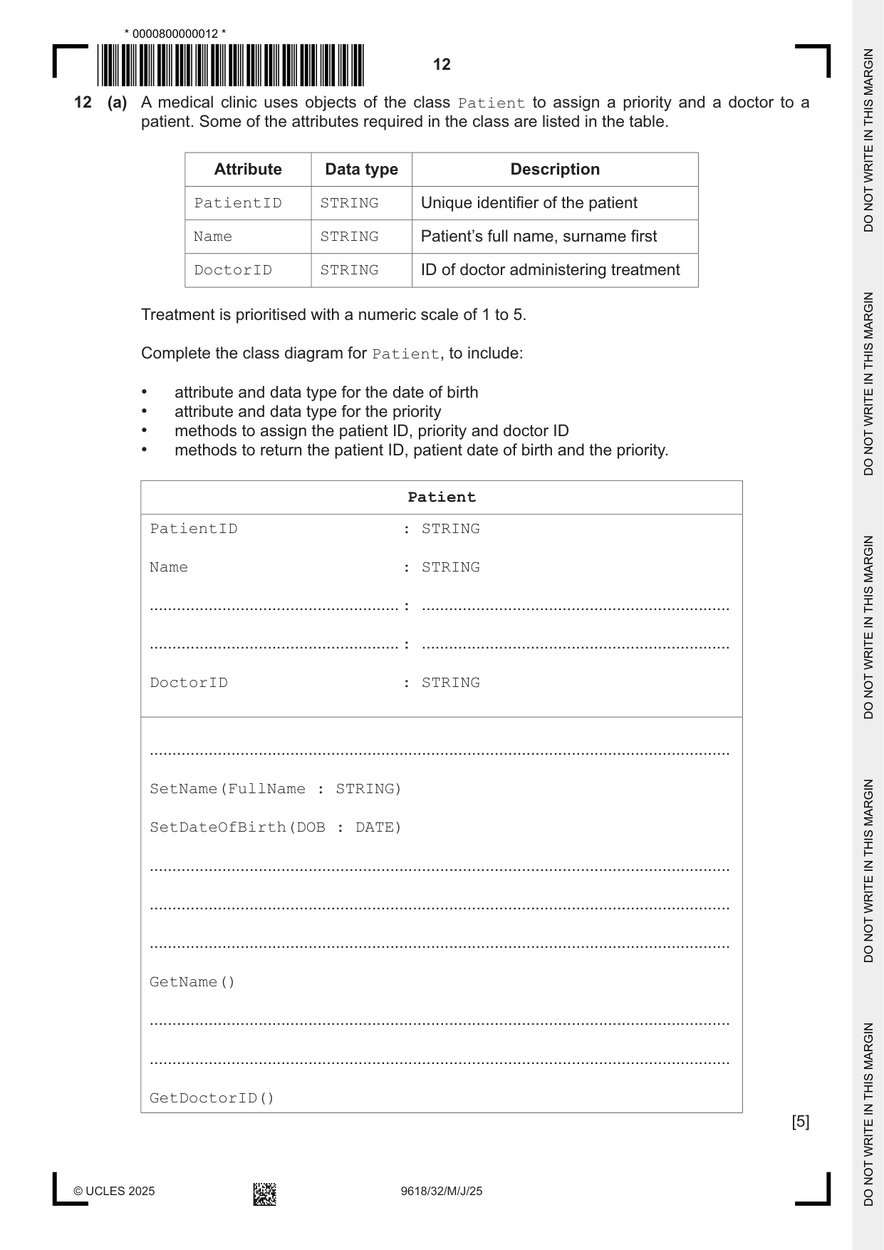 Cambridge A Level Computer Science 9618 2025 May/June Paper 3 · Variant 2 question paper, page 12 of 16