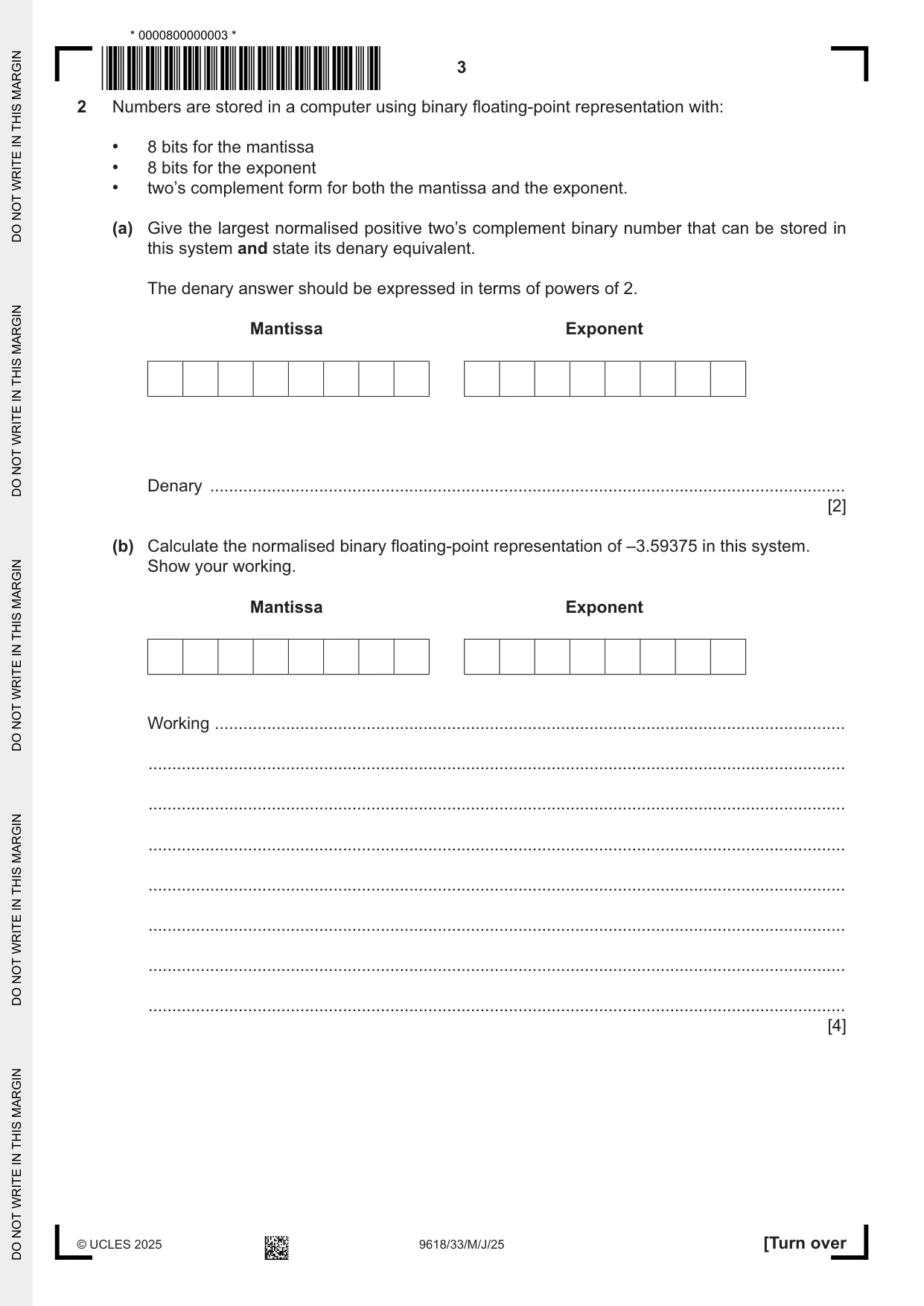 Cambridge A Level Computer Science 9618 2025 May/June Paper 3 · Variant 3 question paper, page 3 of 16