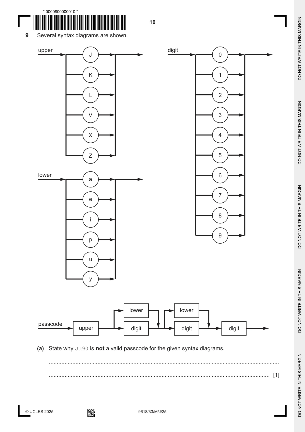Cambridge A Level Computer Science 9618 2025 May/June Paper 3 · Variant 3 question paper, page 10 of 16