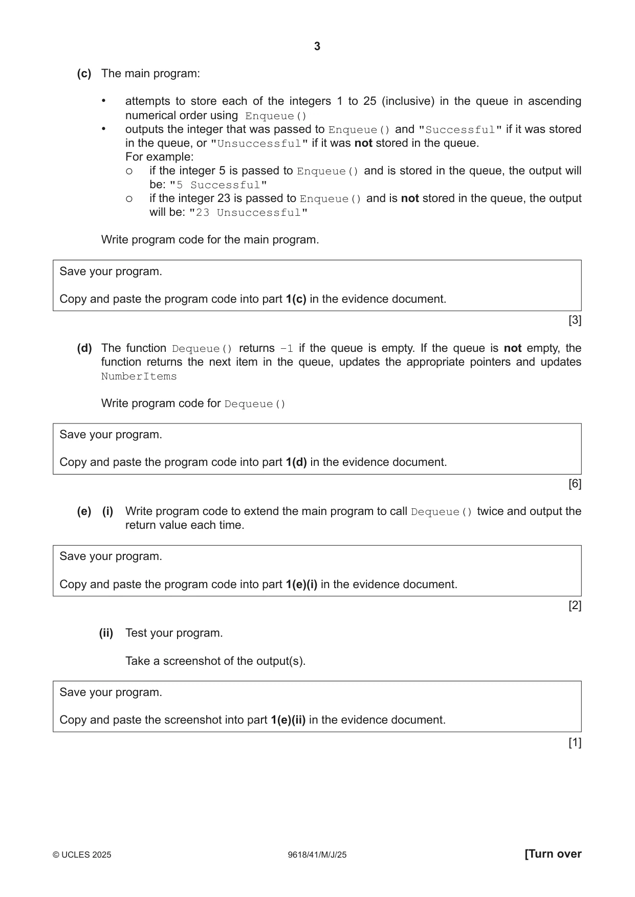 Cambridge A Level Computer Science 9618 2025 May/June Paper 4 · Variant 1 question paper, page 3 of 12