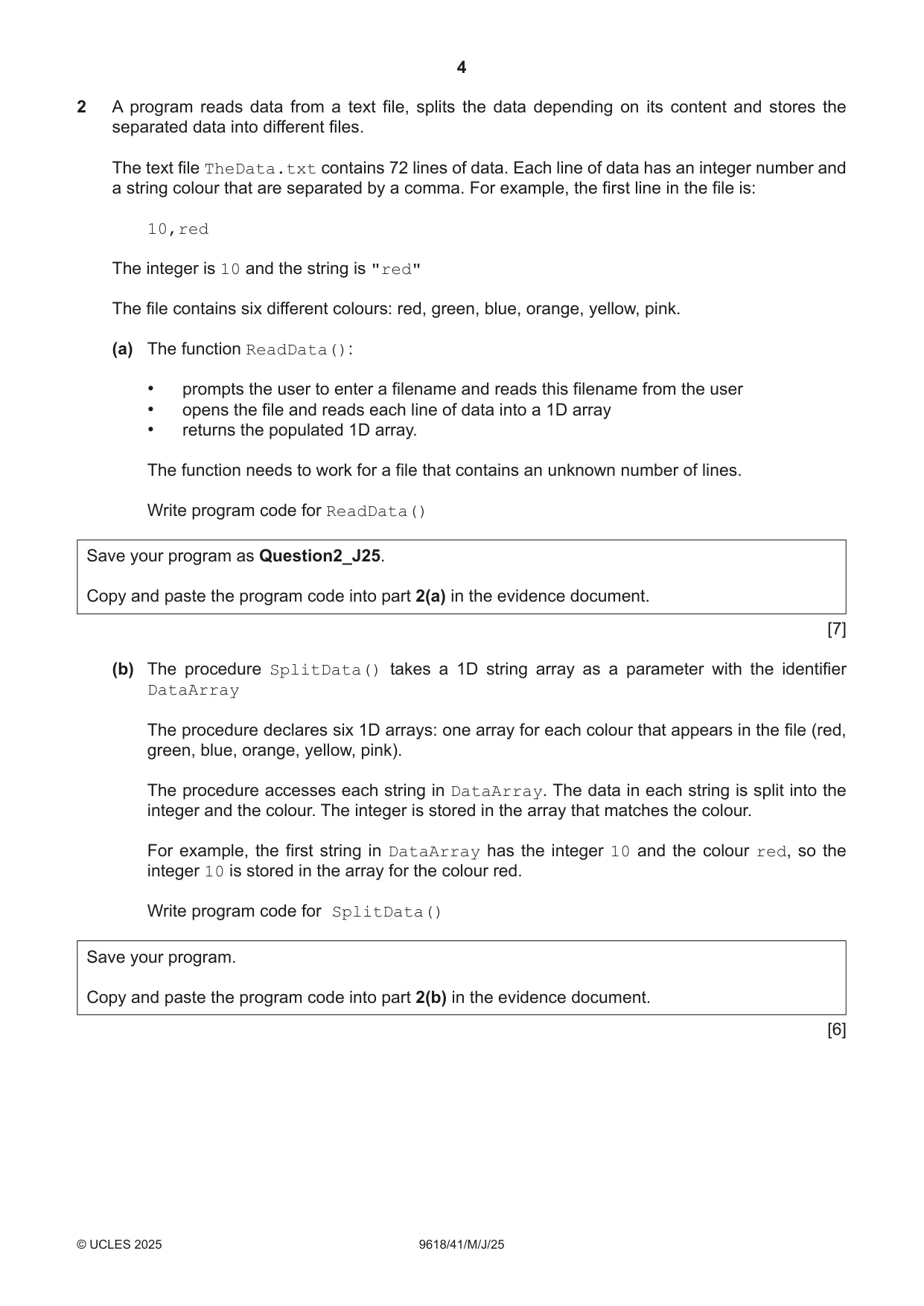 Cambridge A Level Computer Science 9618 2025 May/June Paper 4 · Variant 1 question paper, page 4 of 12