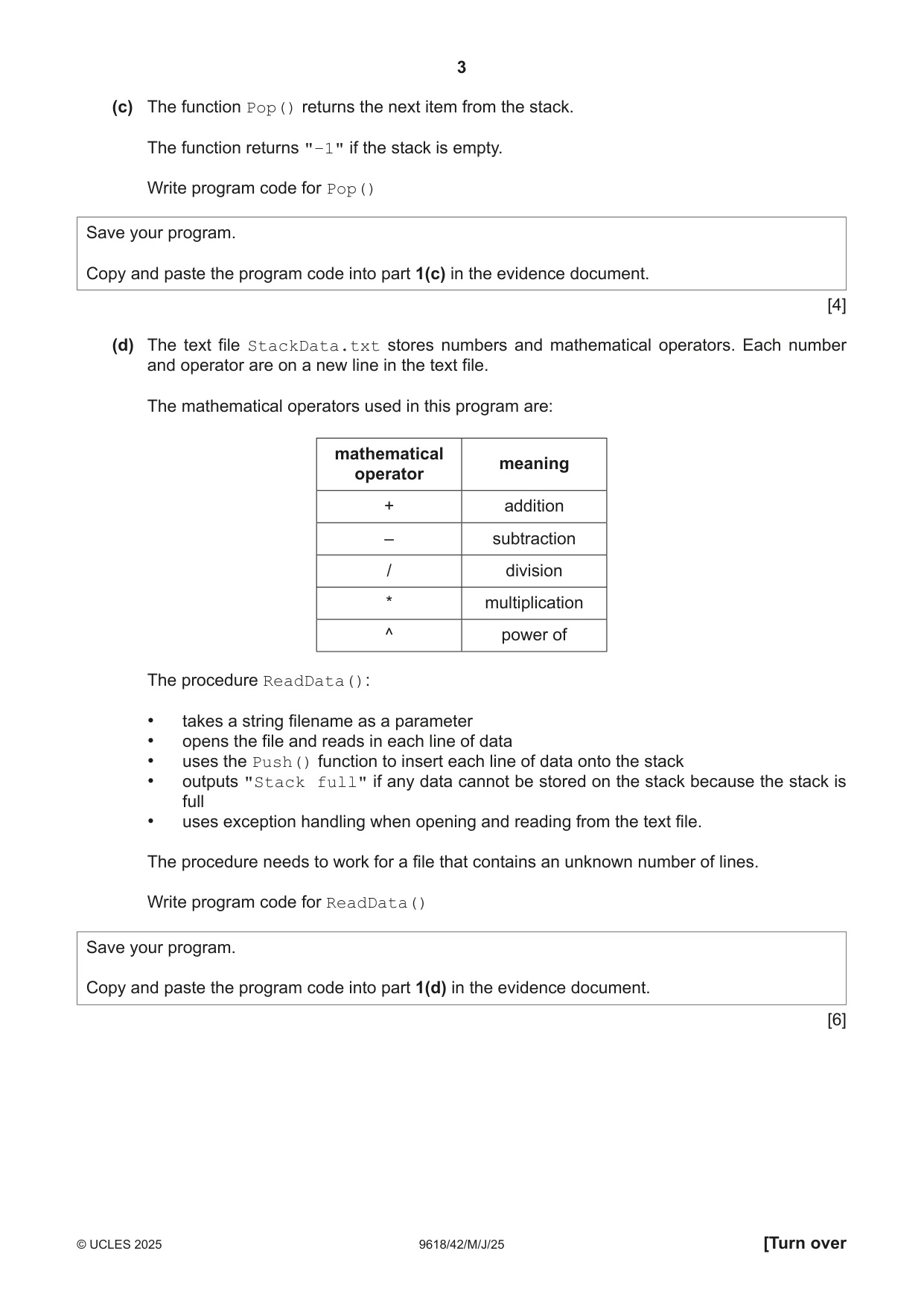 Cambridge A Level Computer Science 9618 2025 May/June Paper 4 · Variant 2 question paper, page 3 of 12