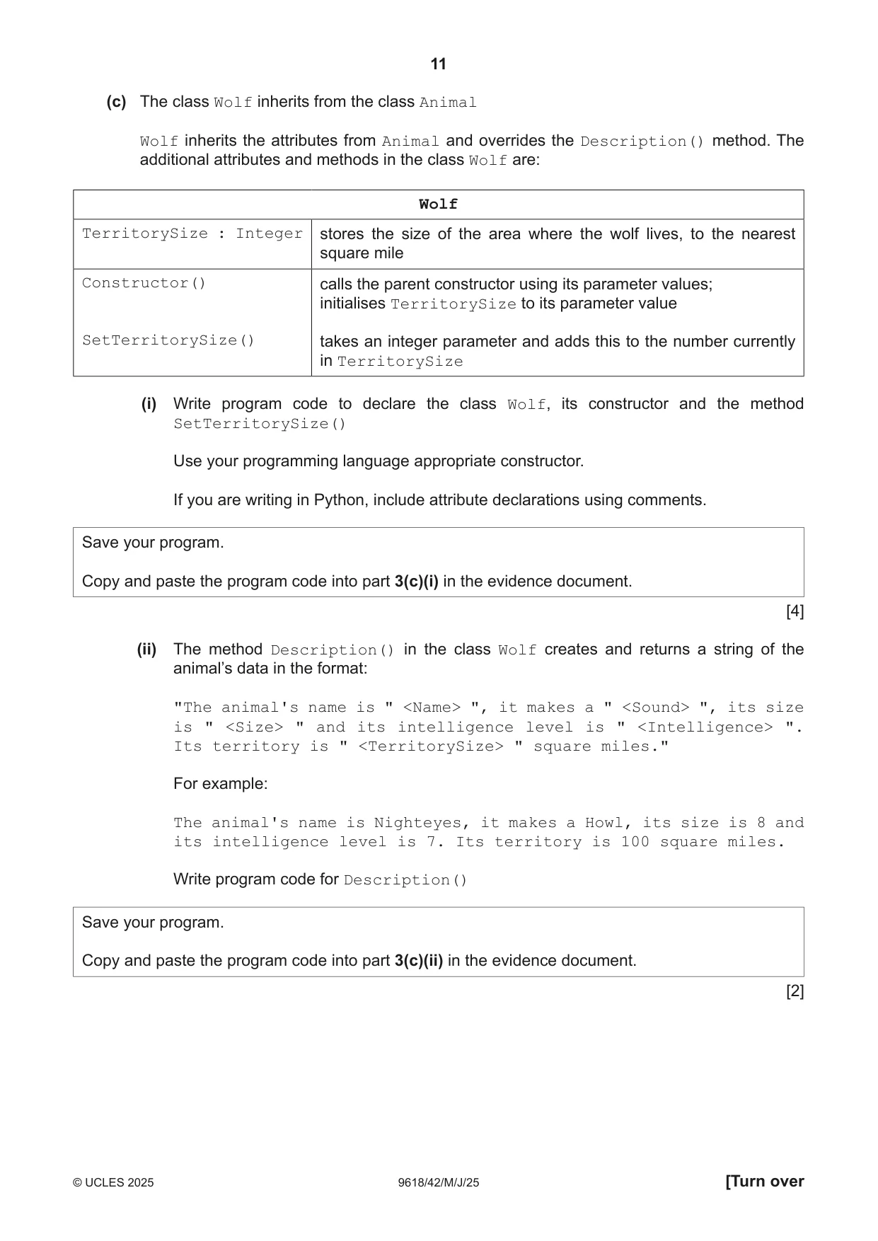 Cambridge A Level Computer Science 9618 2025 May/June Paper 4 · Variant 2 question paper, page 11 of 12