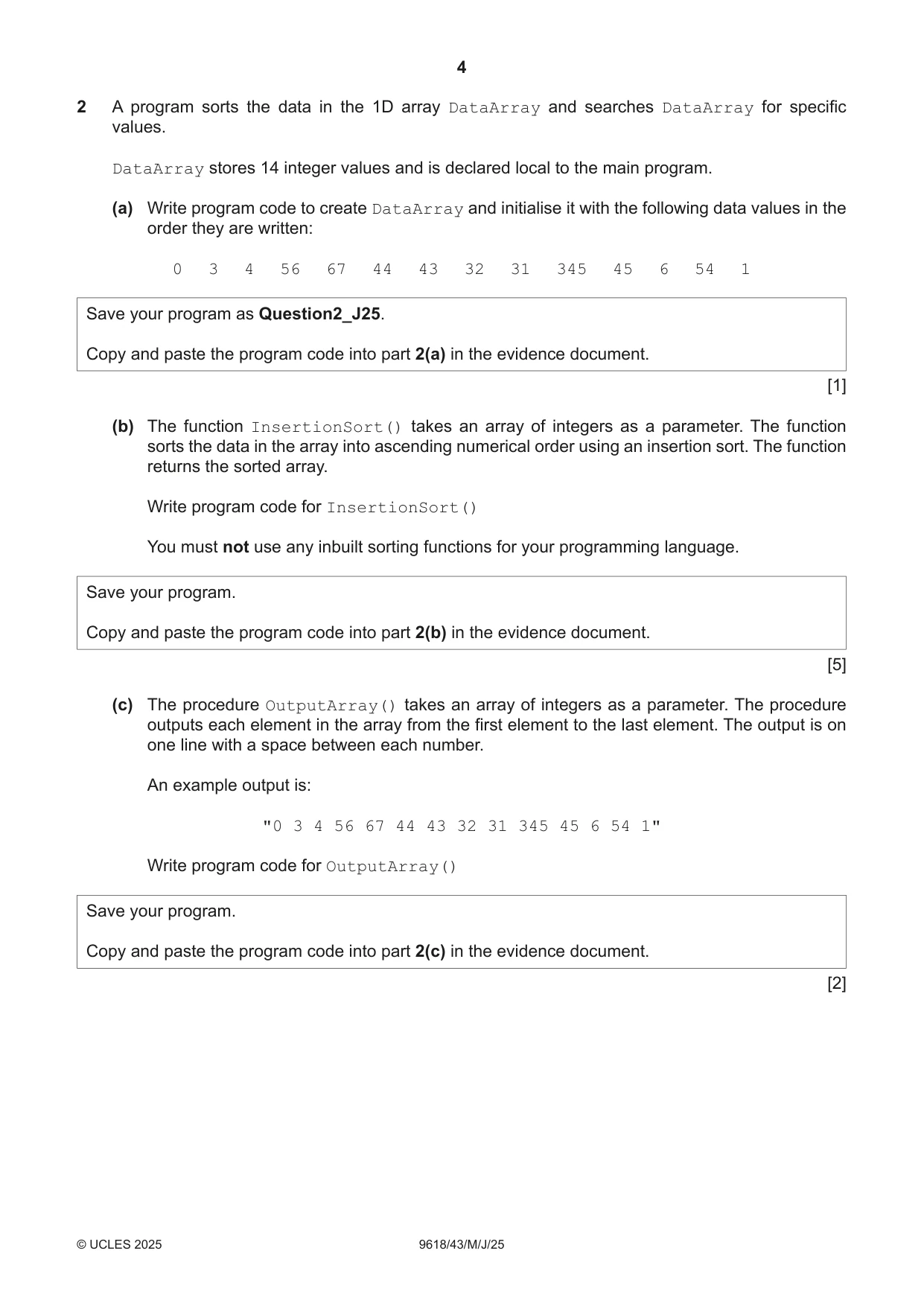 Cambridge A Level Computer Science 9618 2025 May/June Paper 4 · Variant 3 question paper, page 4 of 12