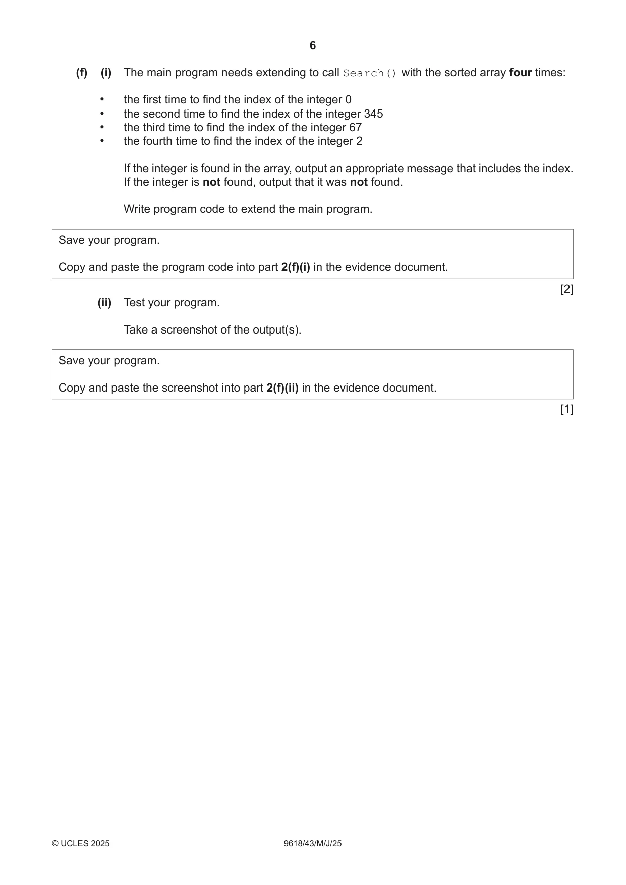 Cambridge A Level Computer Science 9618 2025 May/June Paper 4 · Variant 3 question paper, page 6 of 12