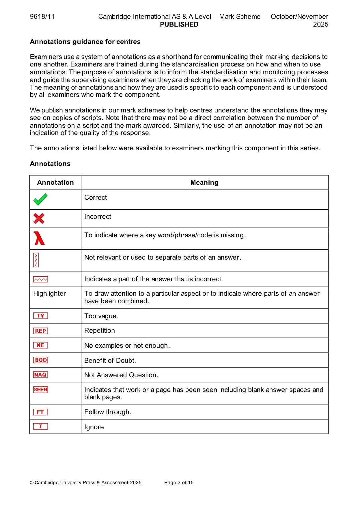 Mark scheme, page 3 of 15
