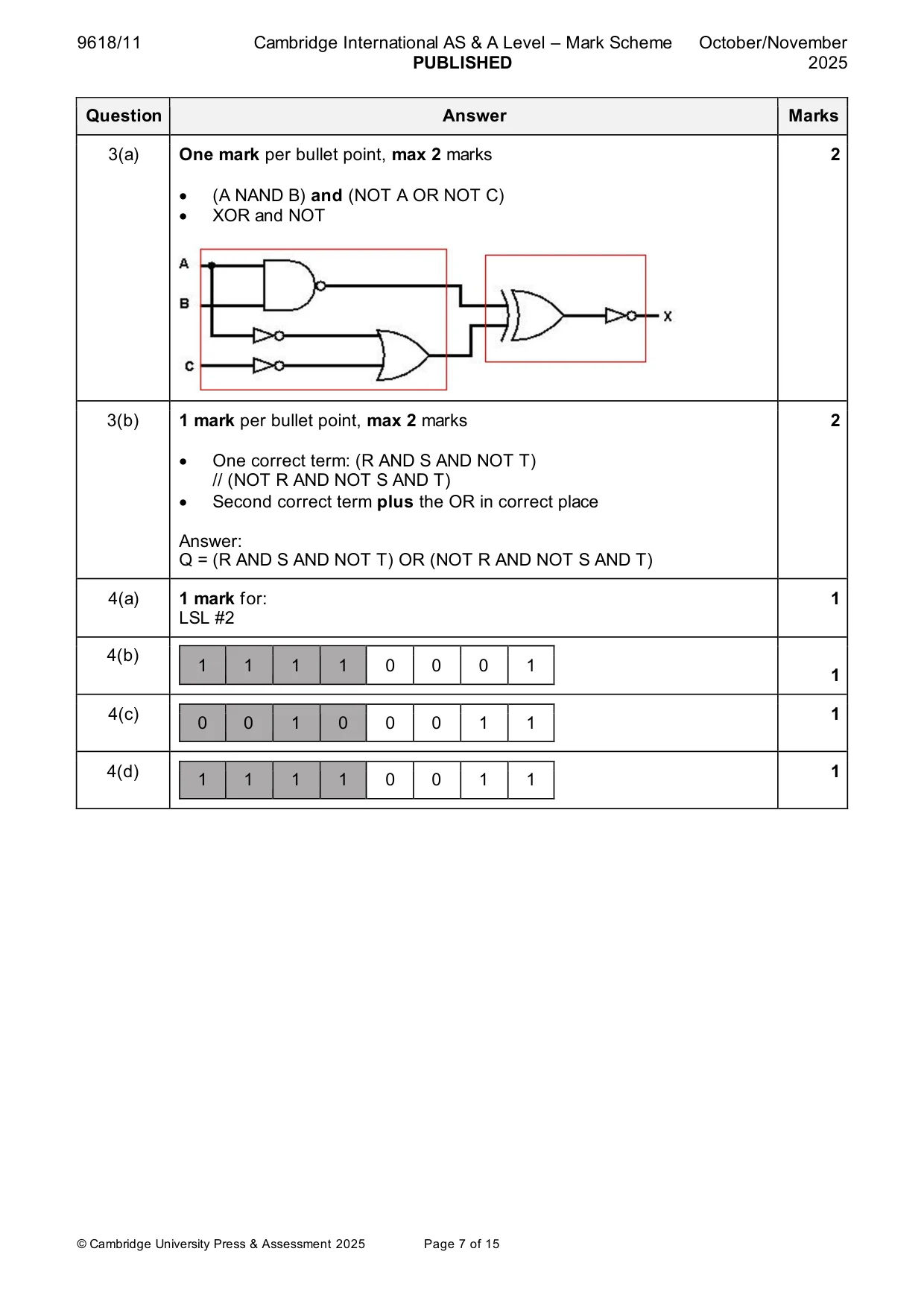 Mark scheme, page 7 of 15