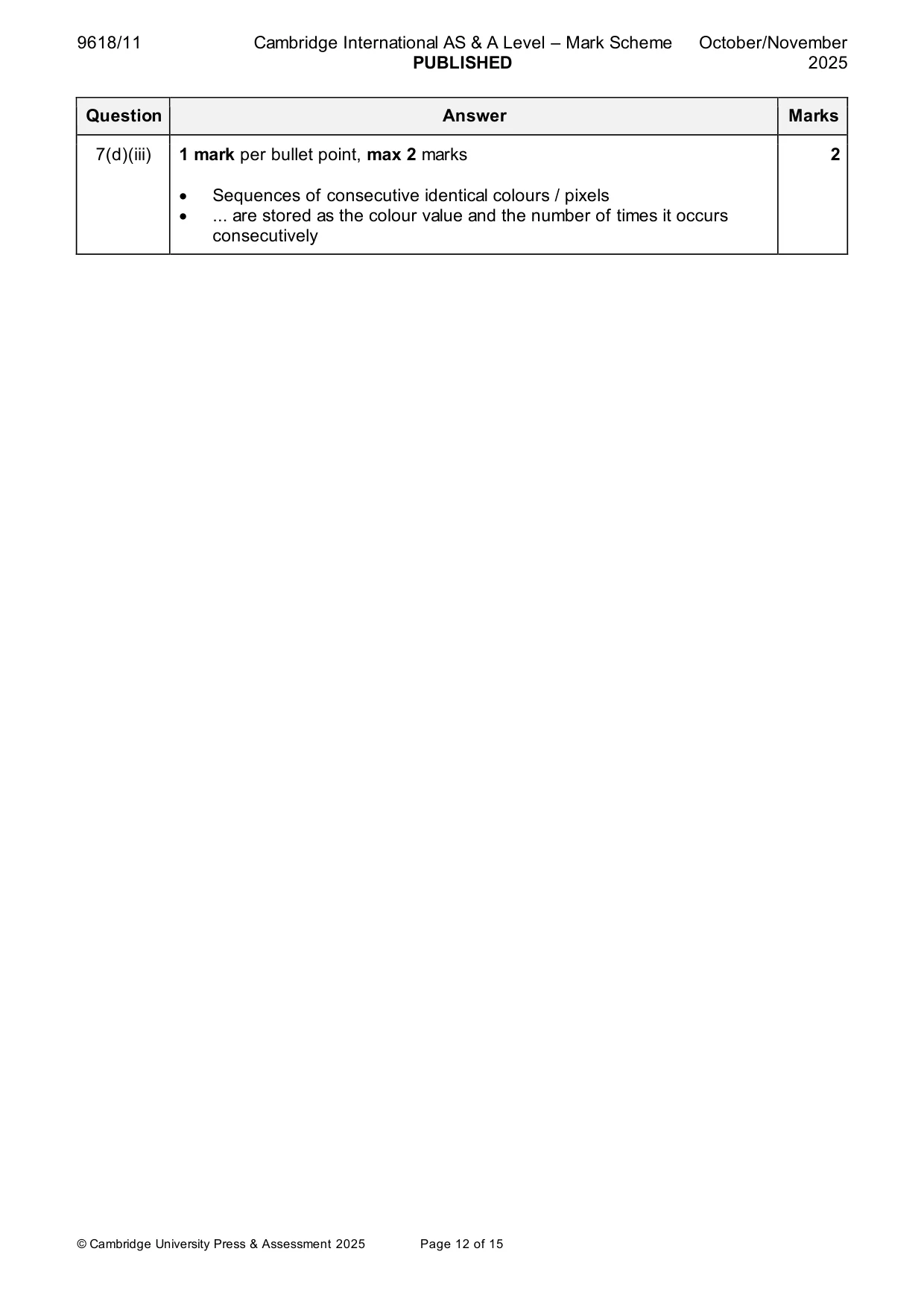 Mark scheme, page 12 of 15