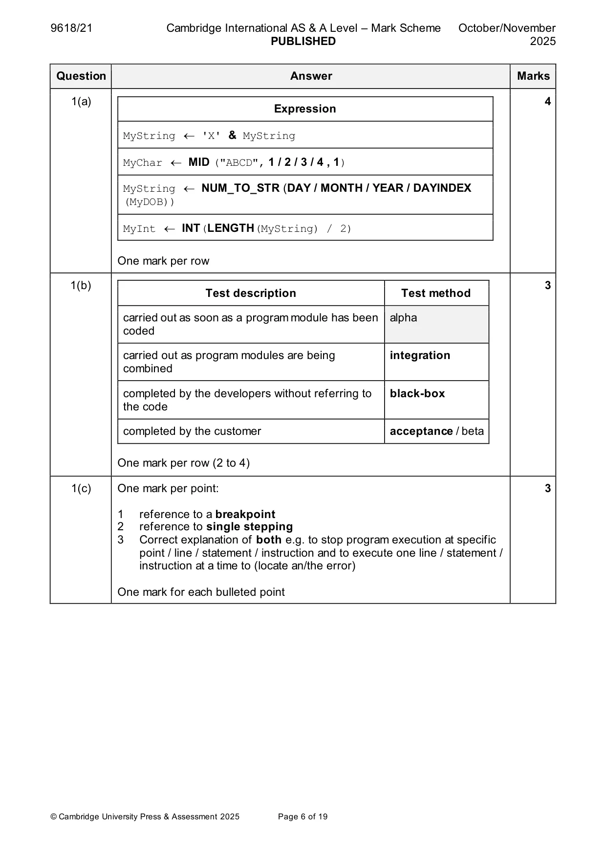 Mark scheme, page 6 of 19