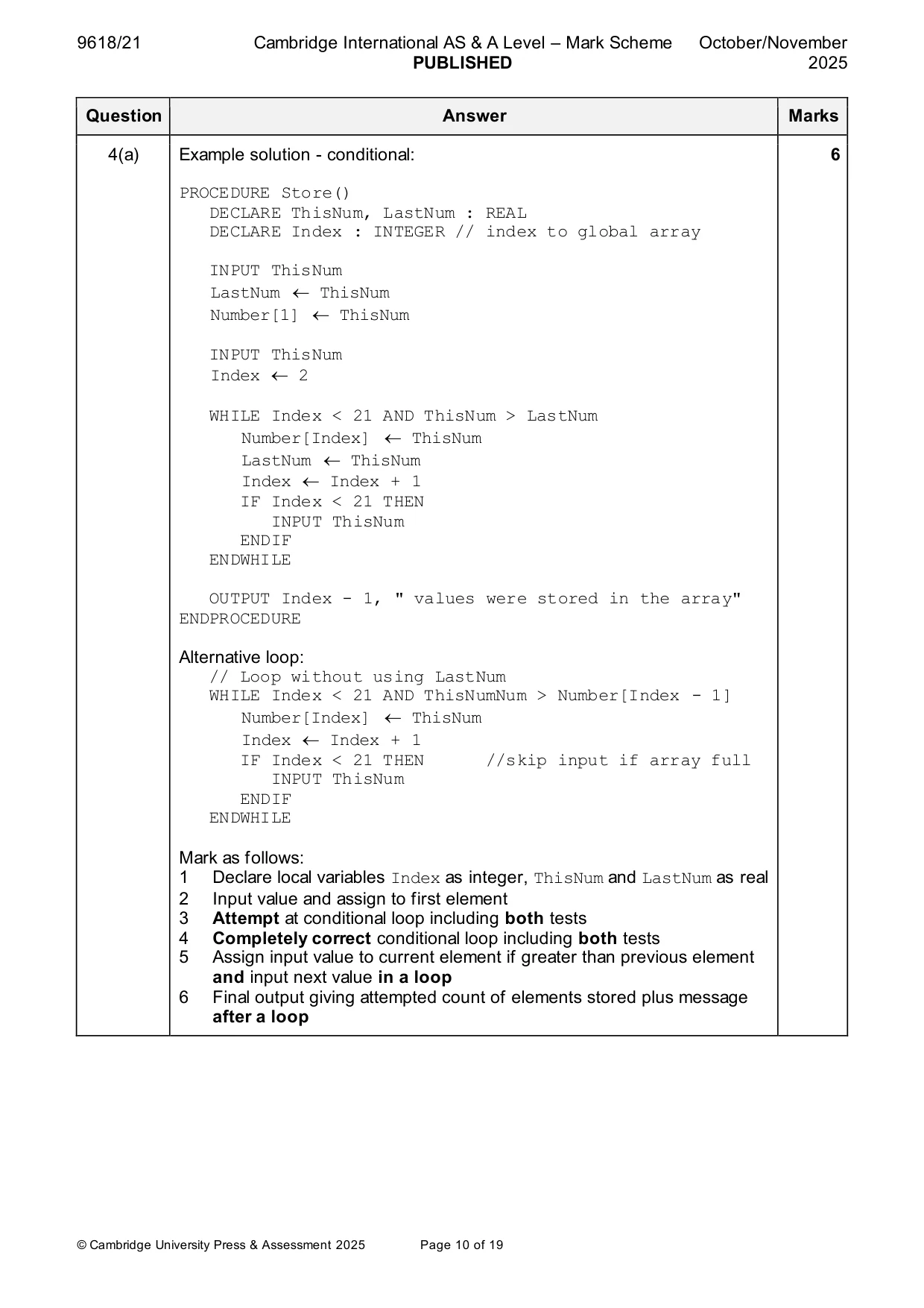 Mark scheme, page 10 of 19