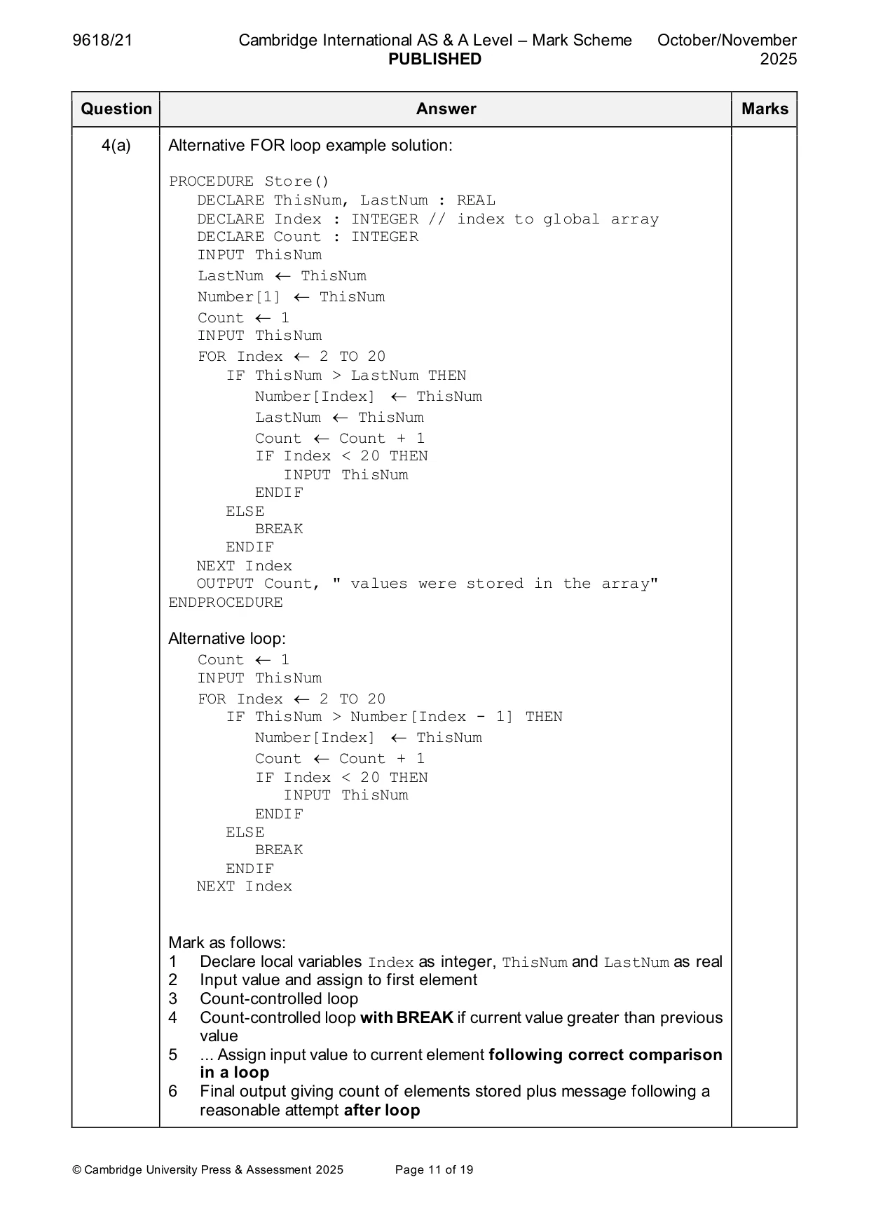 Mark scheme, page 11 of 19