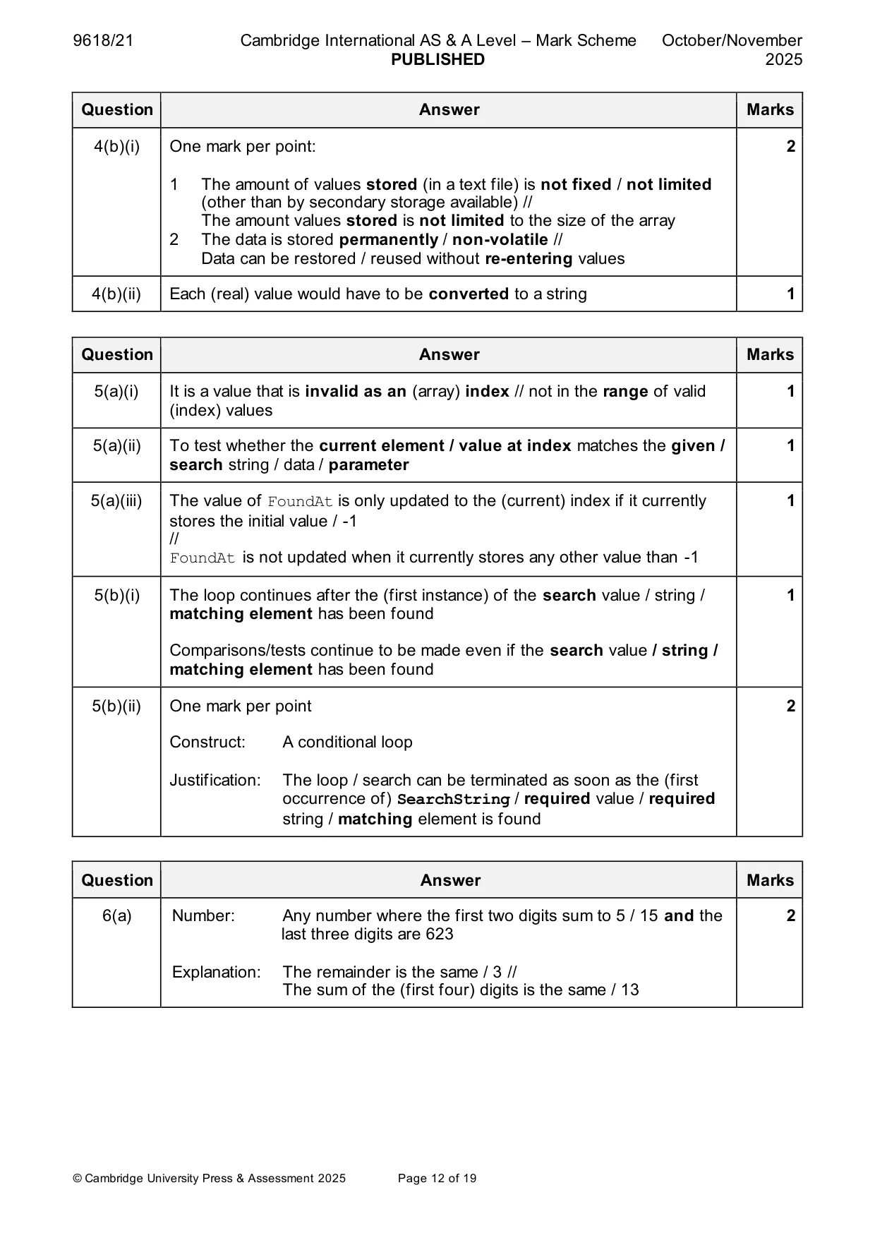 Mark scheme, page 12 of 19