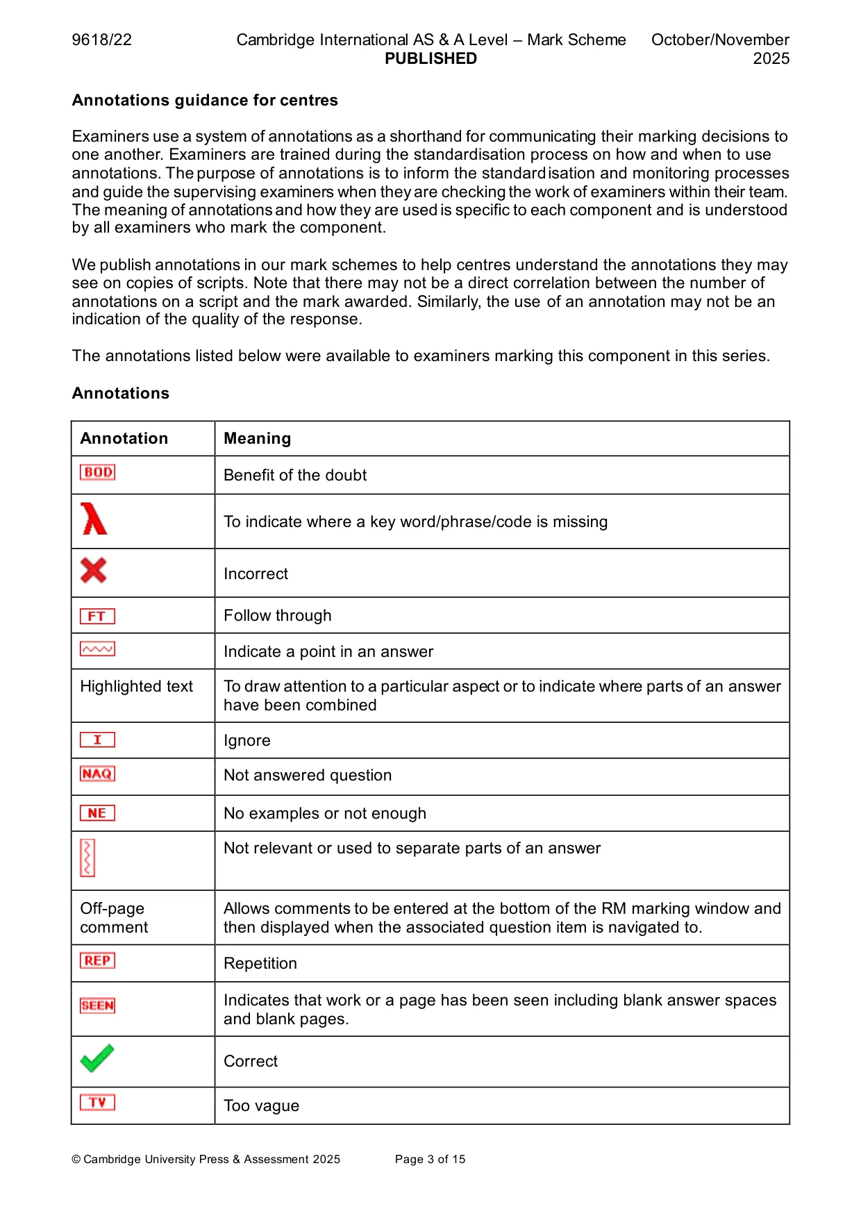 Mark scheme, page 3 of 15