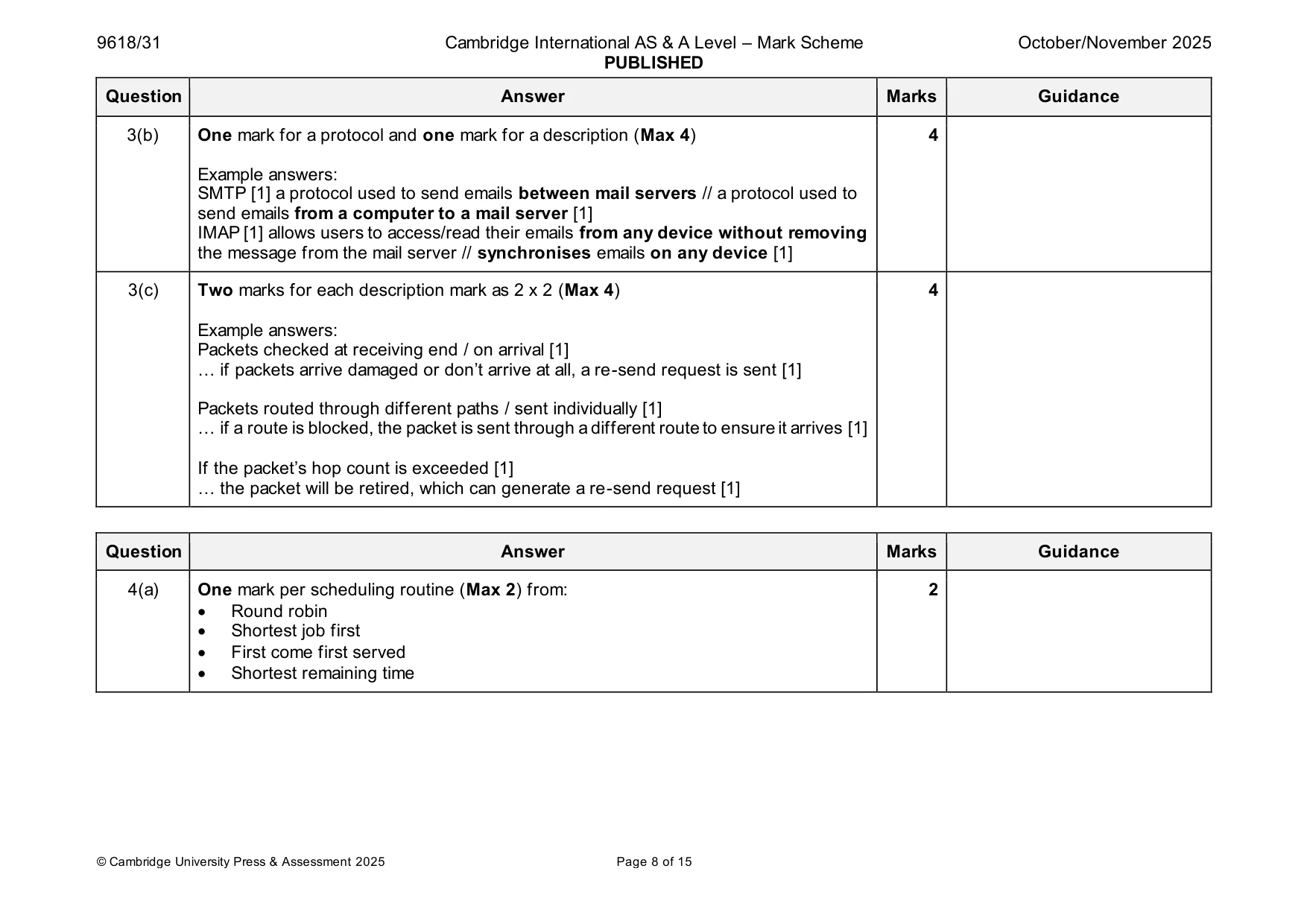 Mark scheme, page 8 of 15