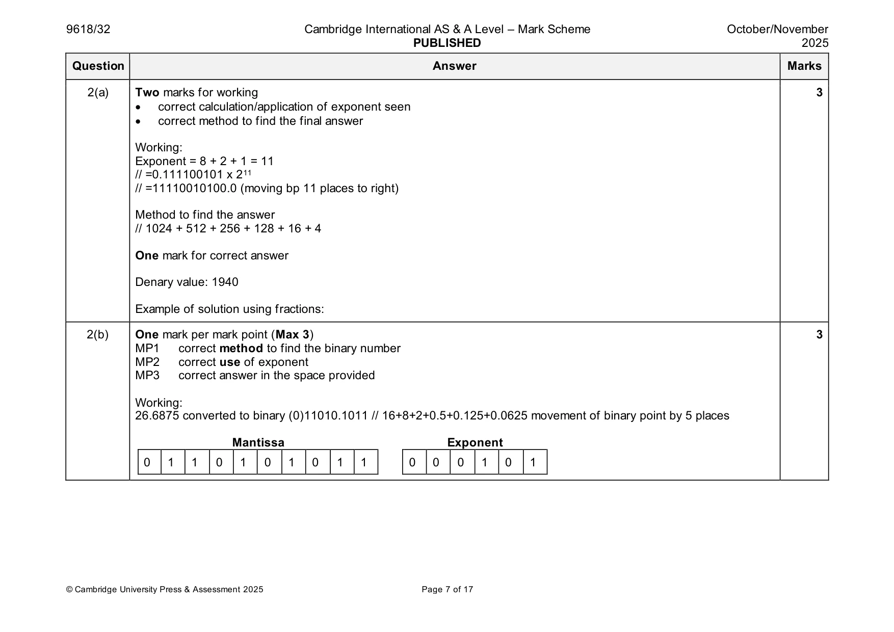 Mark scheme, page 7 of 17