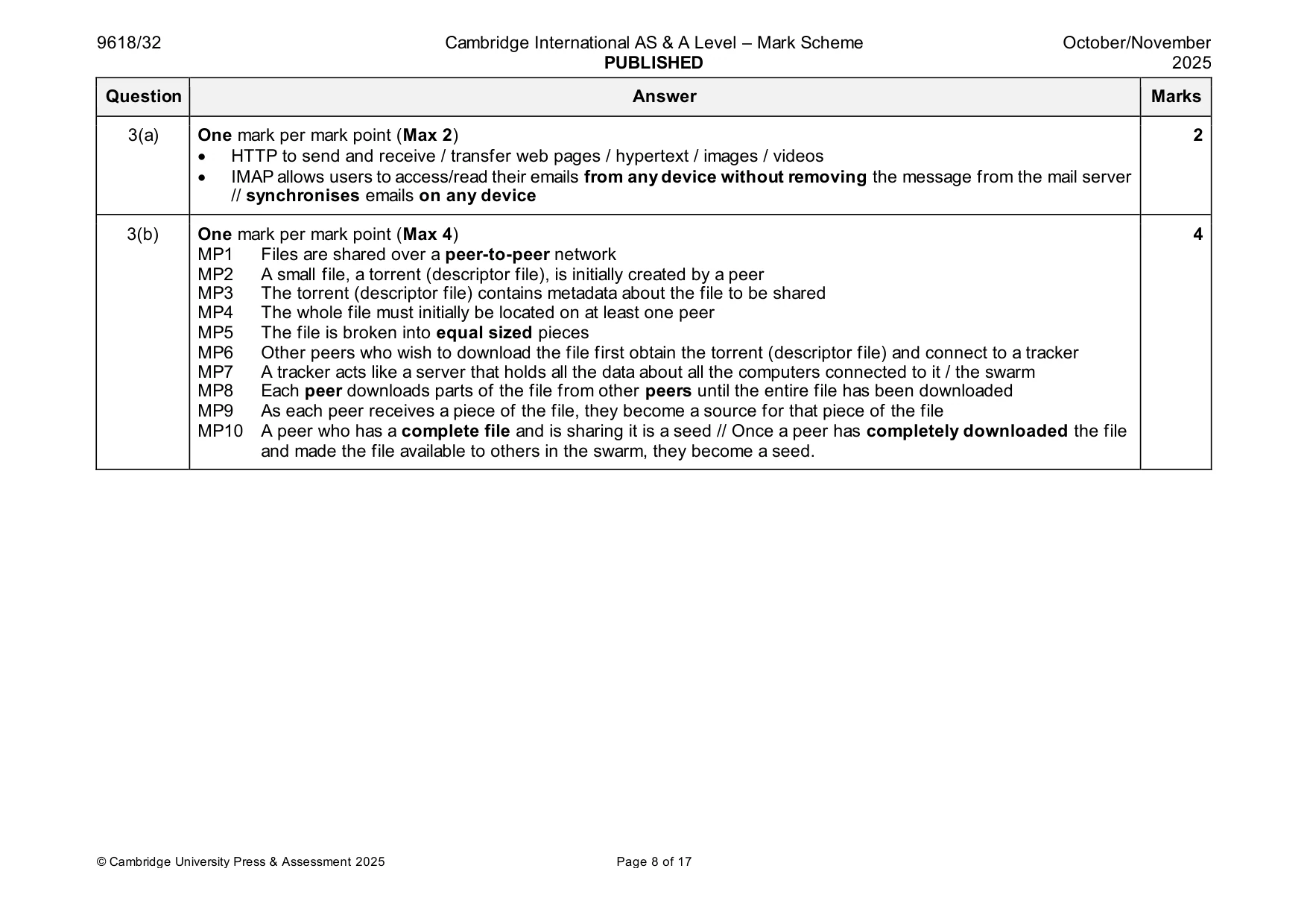 Mark scheme, page 8 of 17