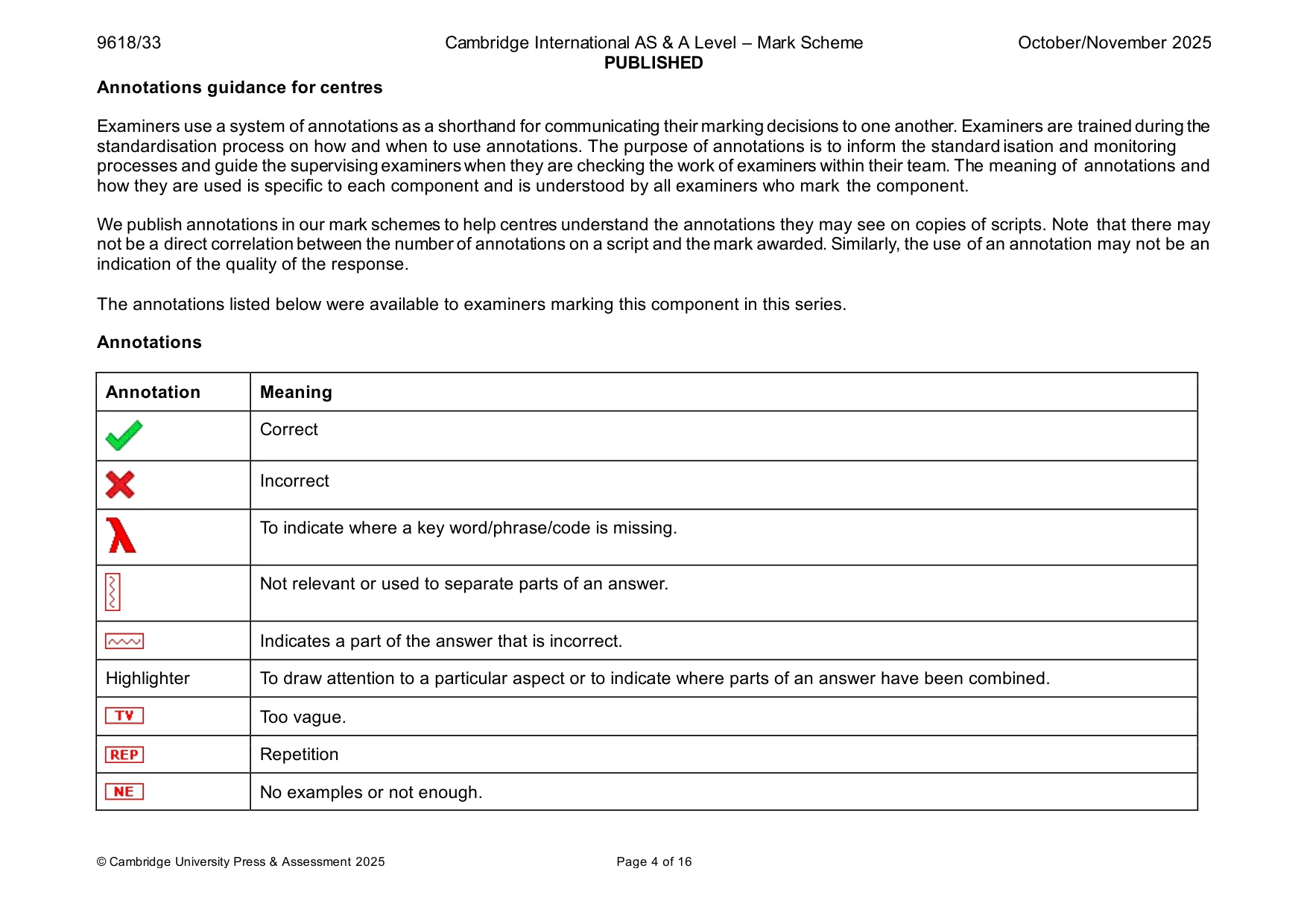 Mark scheme, page 4 of 16