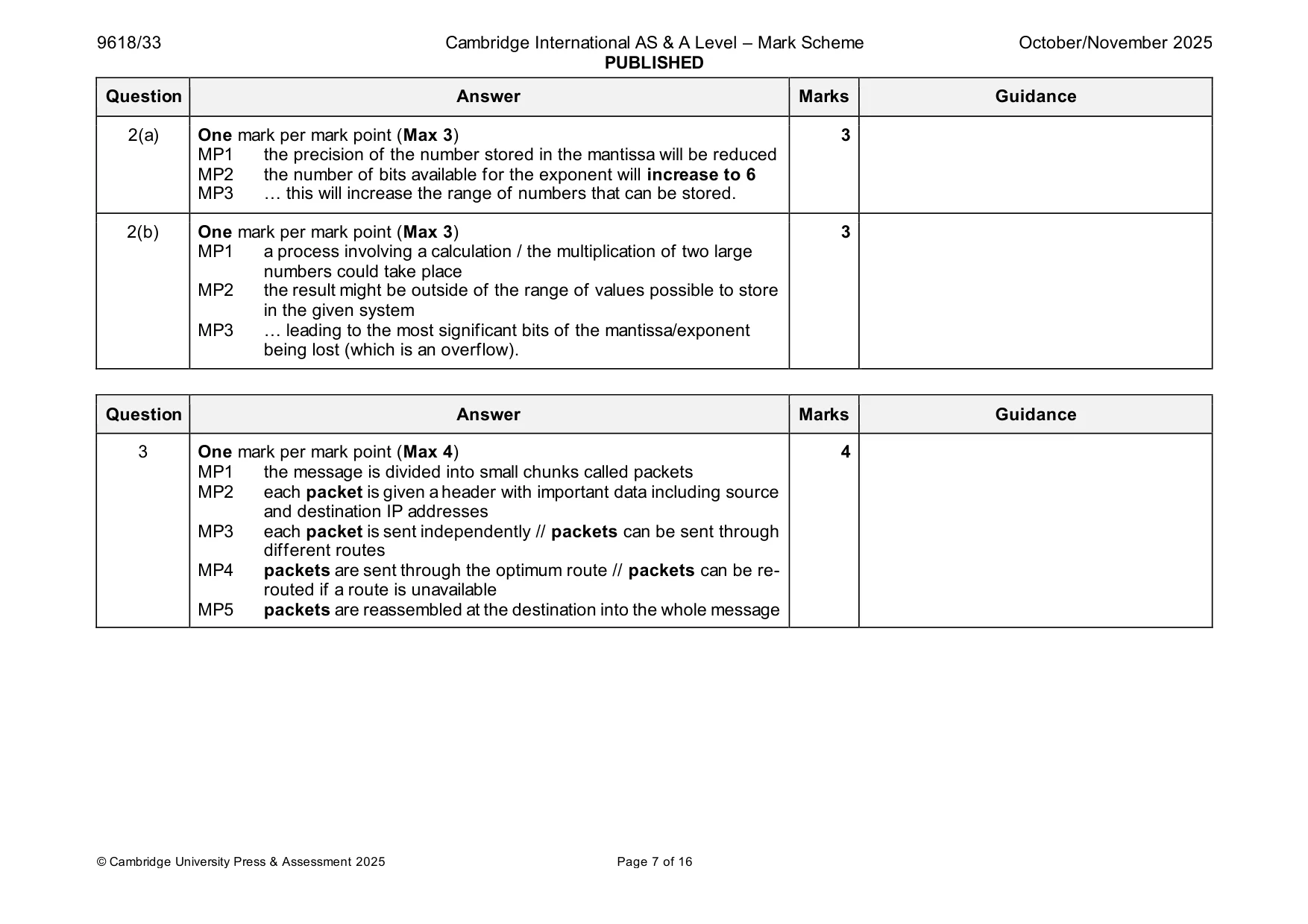 Mark scheme, page 7 of 16