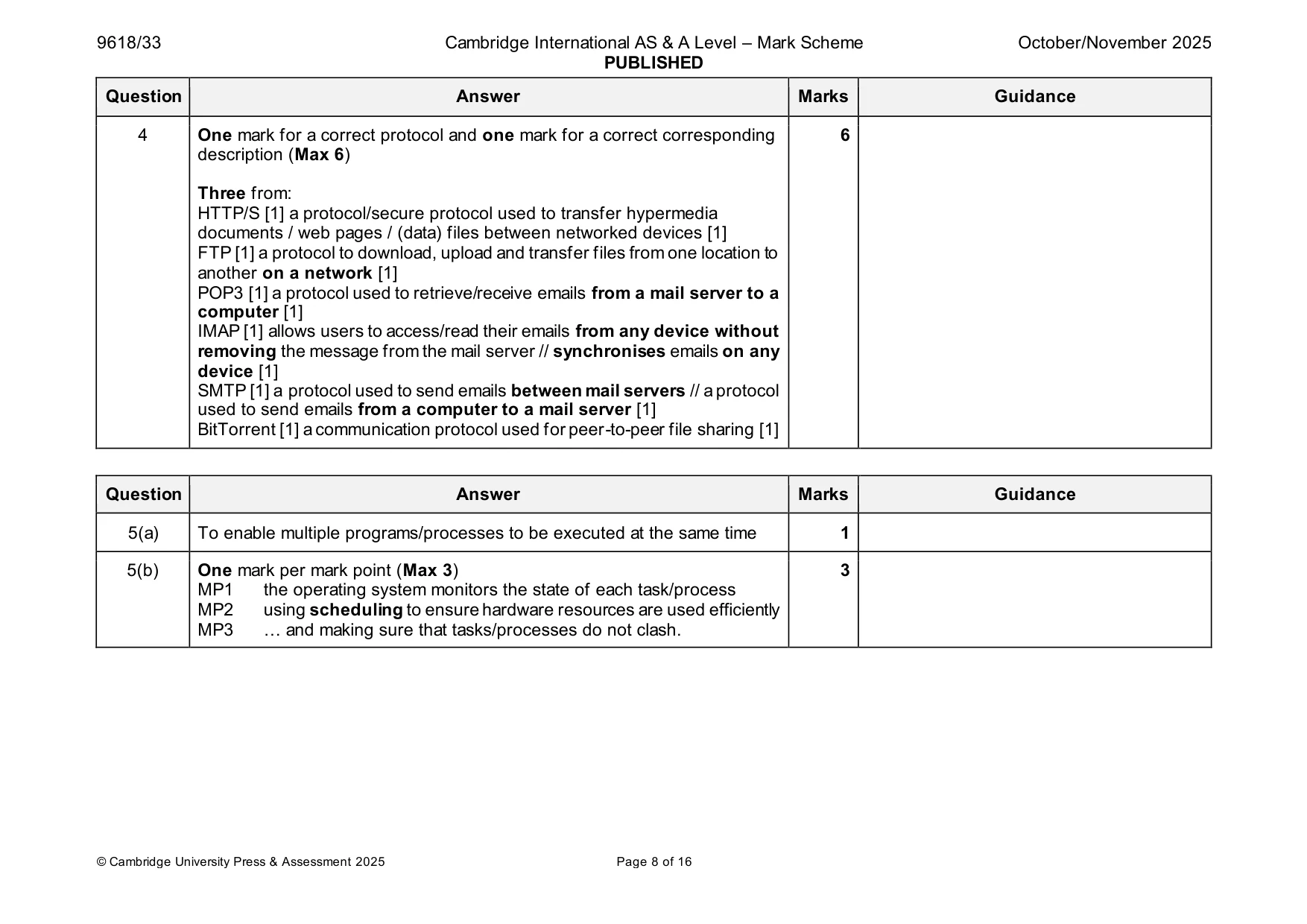 Mark scheme, page 8 of 16