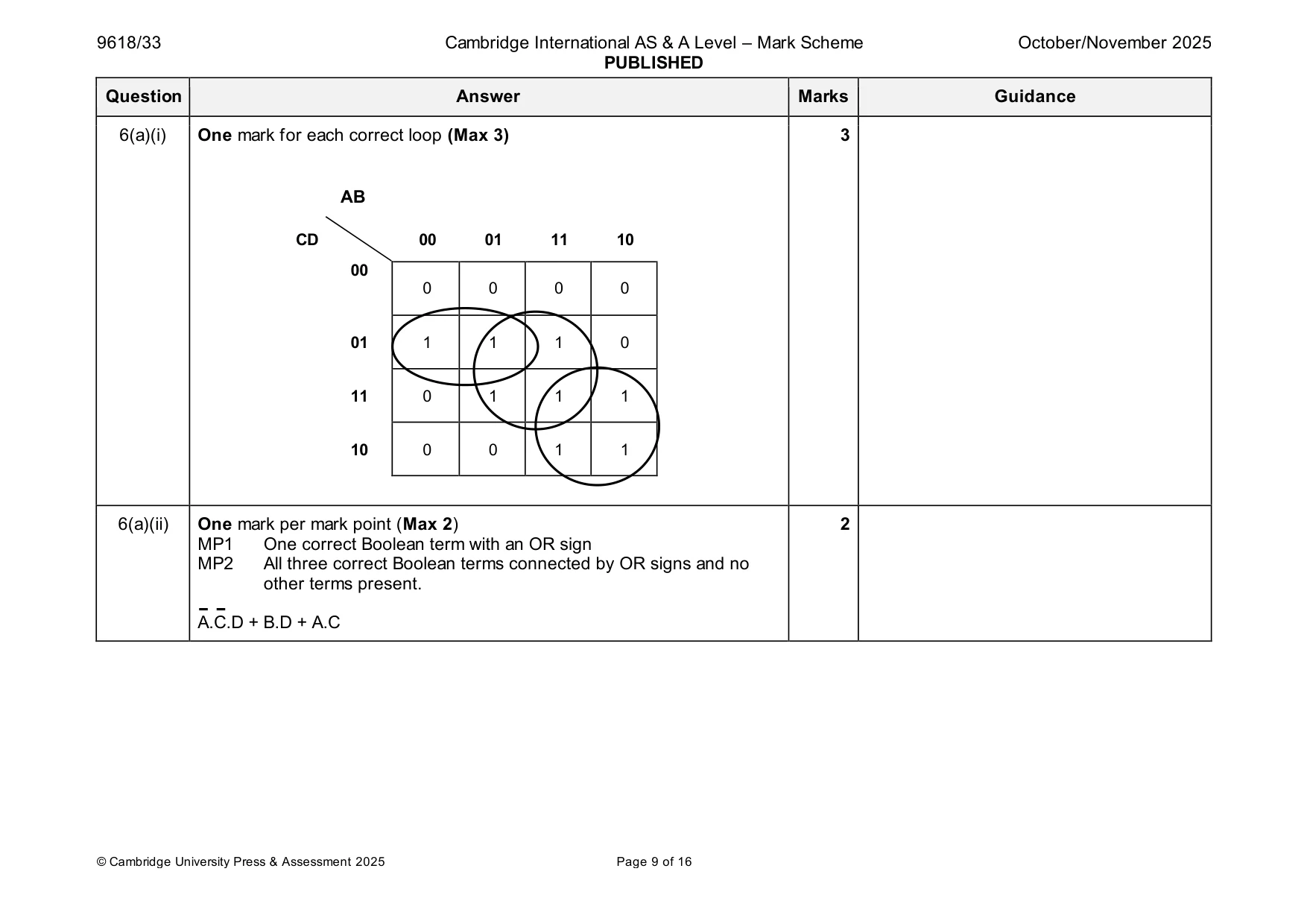 Mark scheme, page 9 of 16