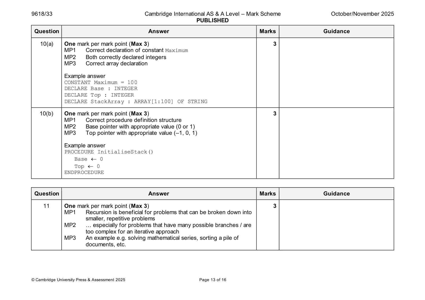 Mark scheme, page 13 of 16
