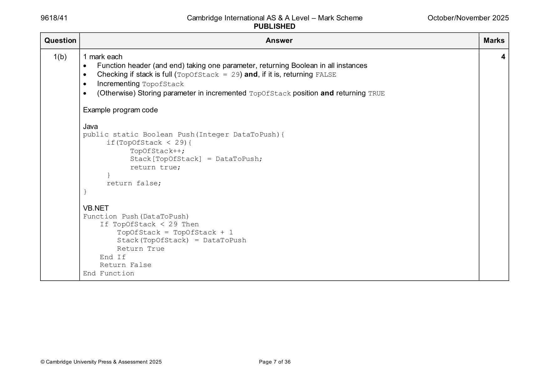 Mark scheme, page 7 of 36